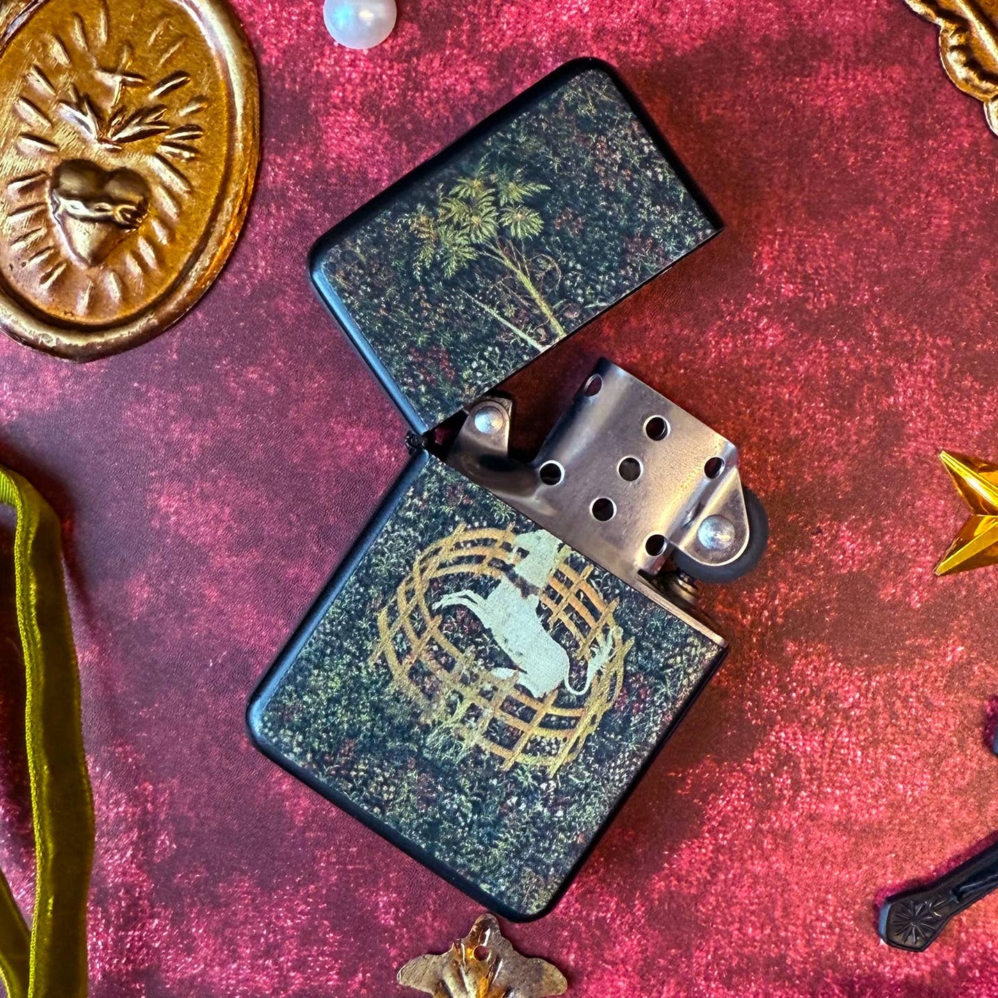 Medieval Tapestry Lighter | Refillable Unicorn Floral Metal Lighter-A Shop of Things-The Bullish Store