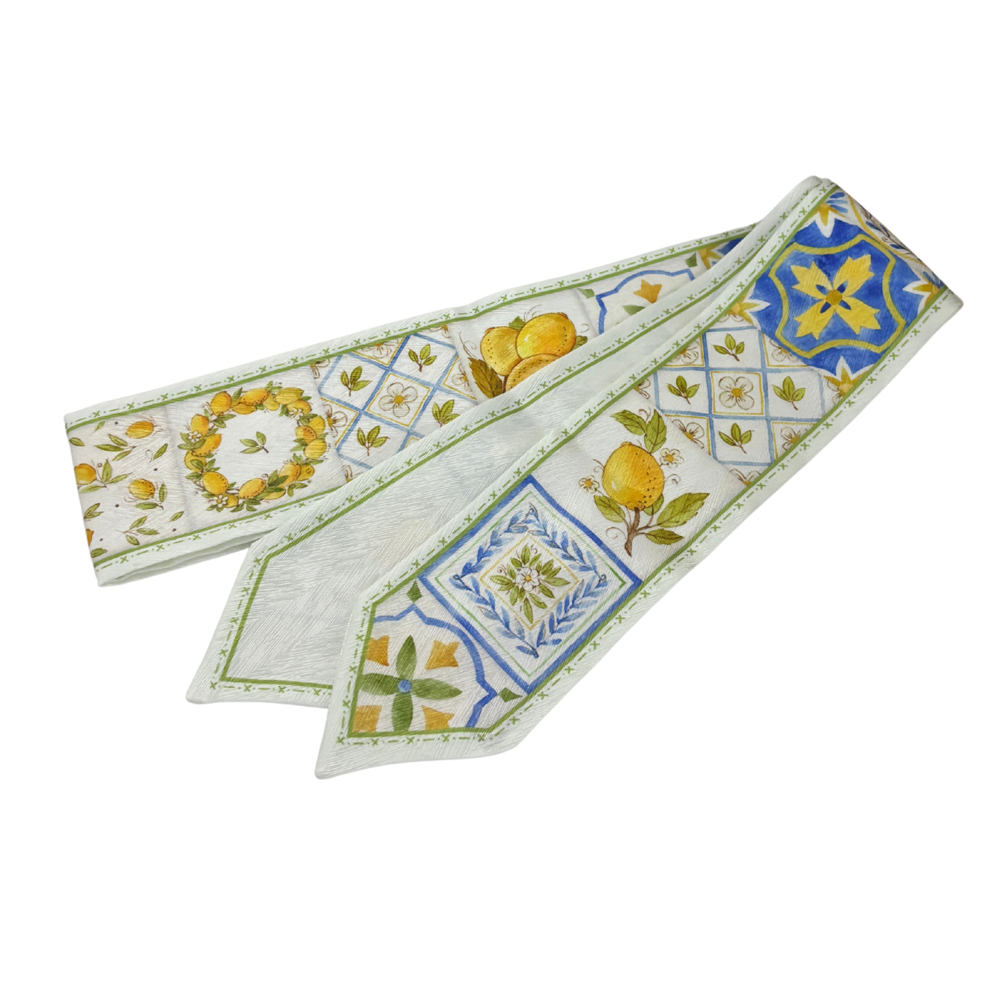 Mediterranean Lemons Scarf or Bag Tie | 25" Neck Scarf | Italian Lemon Colorway