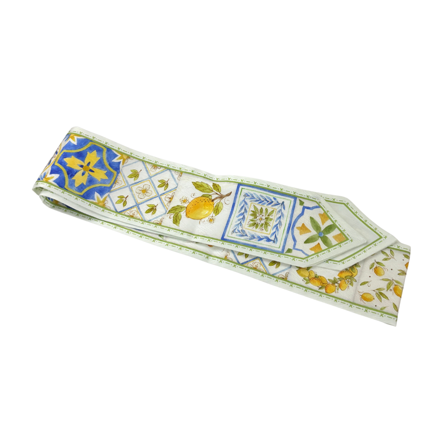 Mediterranean Lemons Scarf or Bag Tie | 25" Neck Scarf | Italian Lemon Colorway