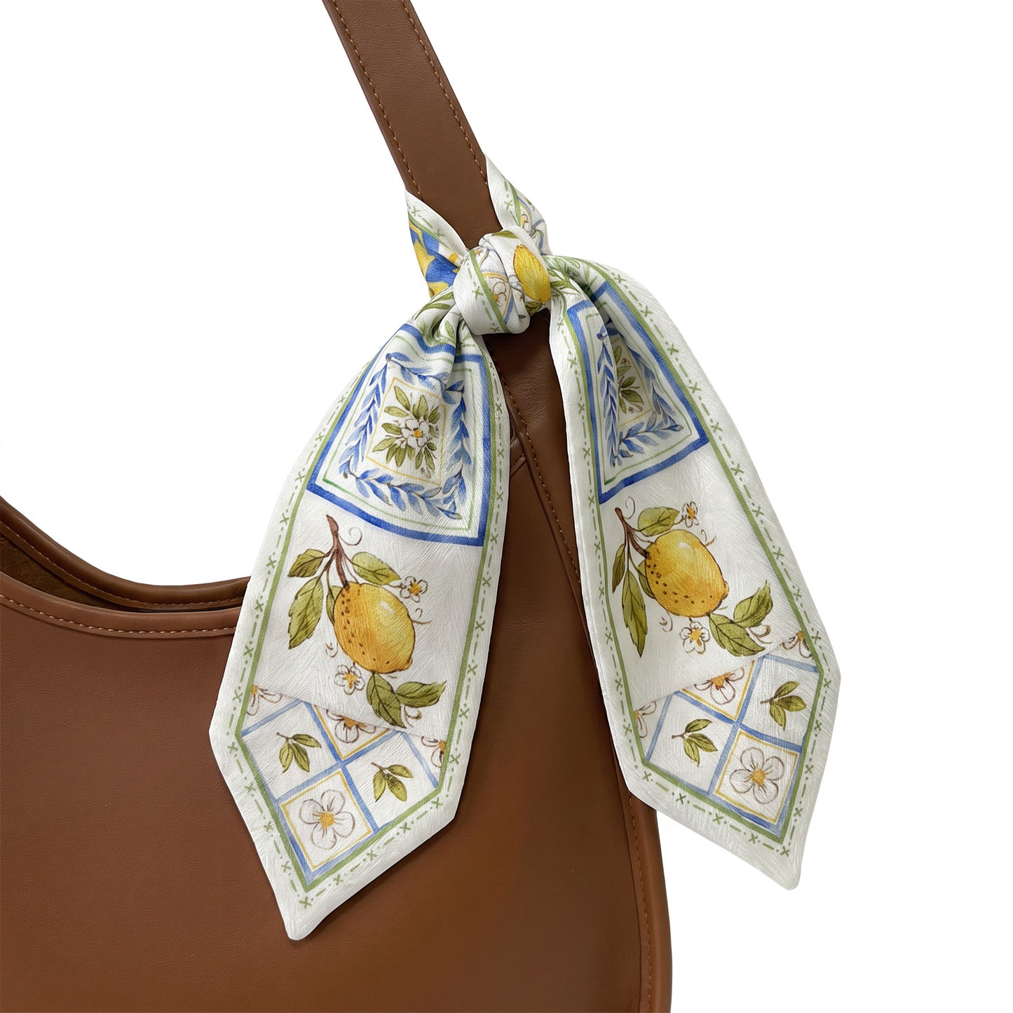 Mediterranean Lemons Scarf or Bag Tie | 25" Neck Scarf | Italian Lemon Colorway