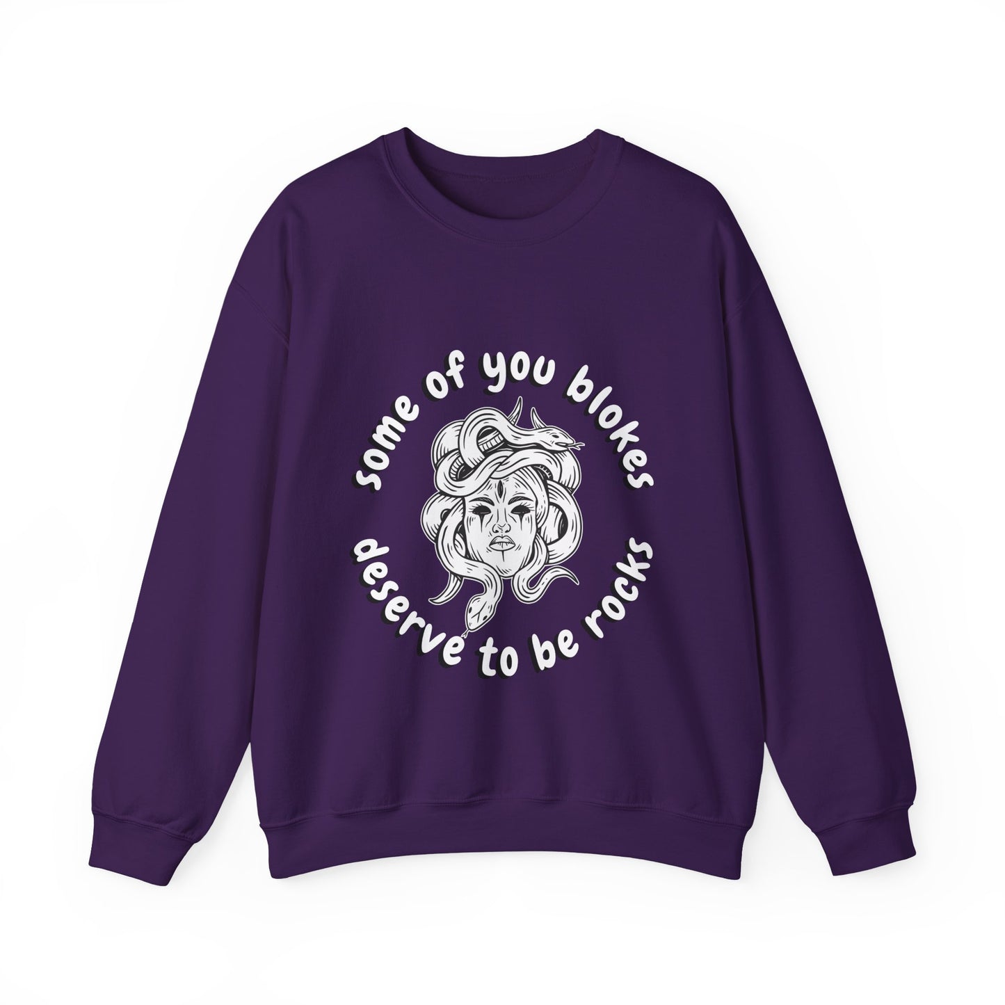 Medusa Some Of You Blokes Deserve to Be Rocks Unisex Heavy Blend™ Crewneck Sweatshirt [Sizes S-5X]