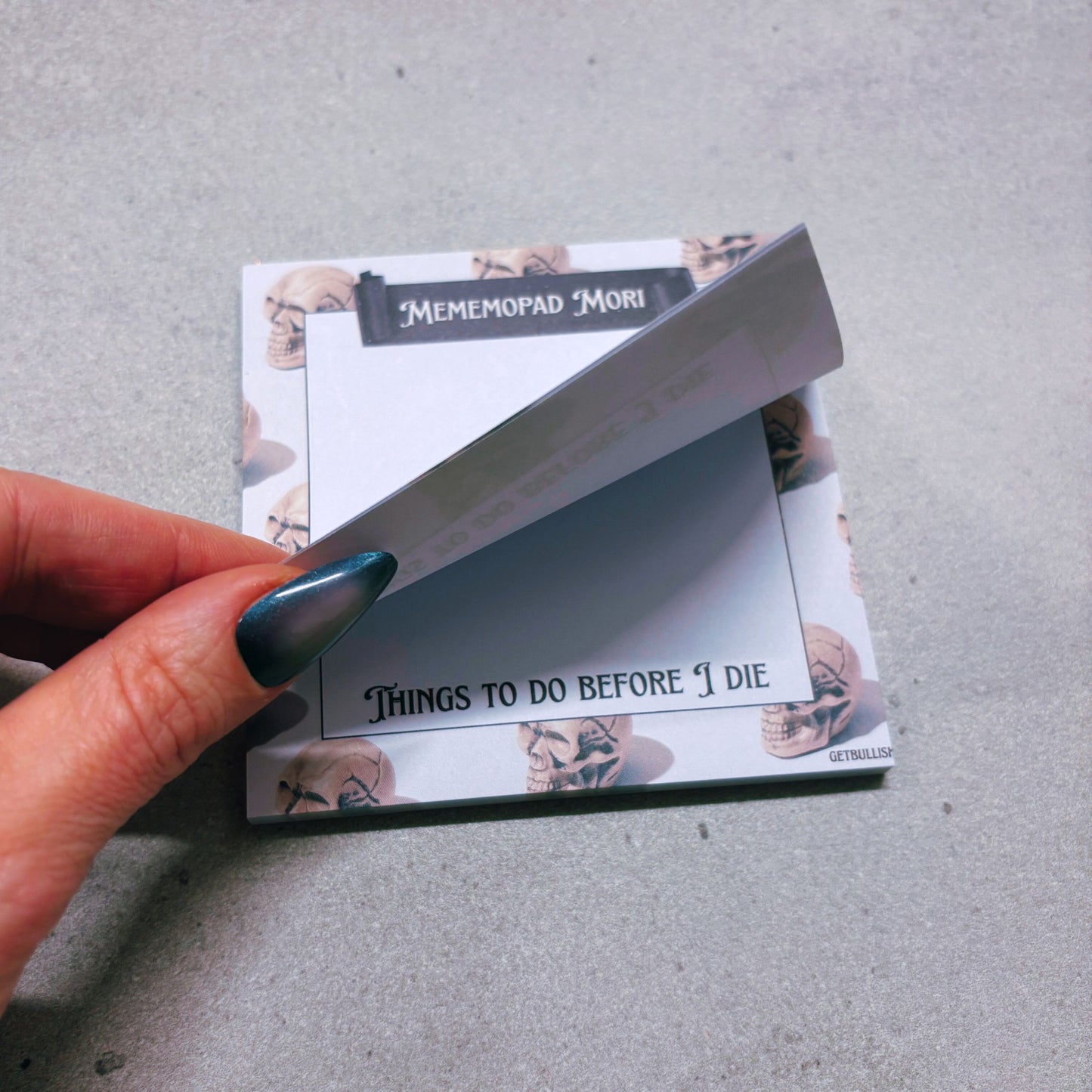 Mememopad Mori Jumbo Sticky Notes | Skull Notepad | 4" x 4" 50 Pages