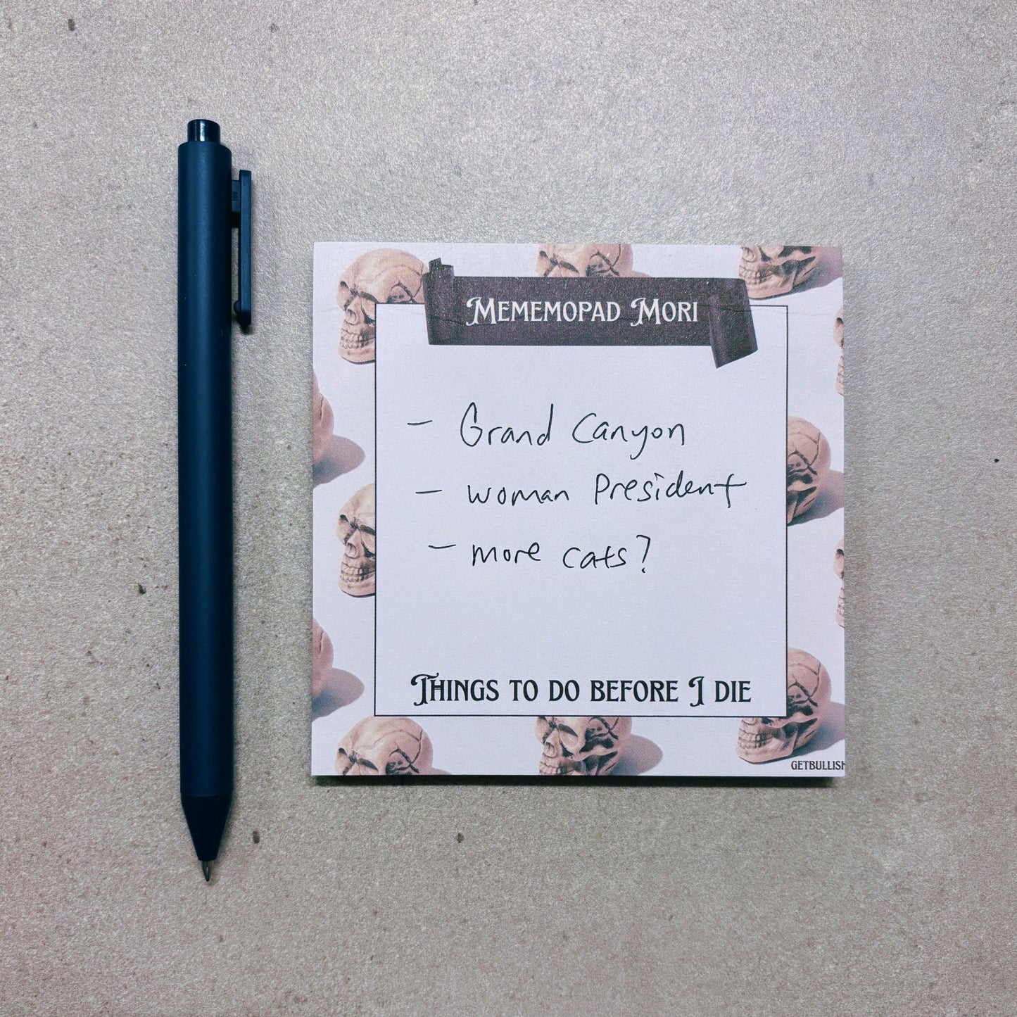 Mememopad Mori Jumbo Sticky Notes | Skull Notepad | 4" x 4" 50 Pages