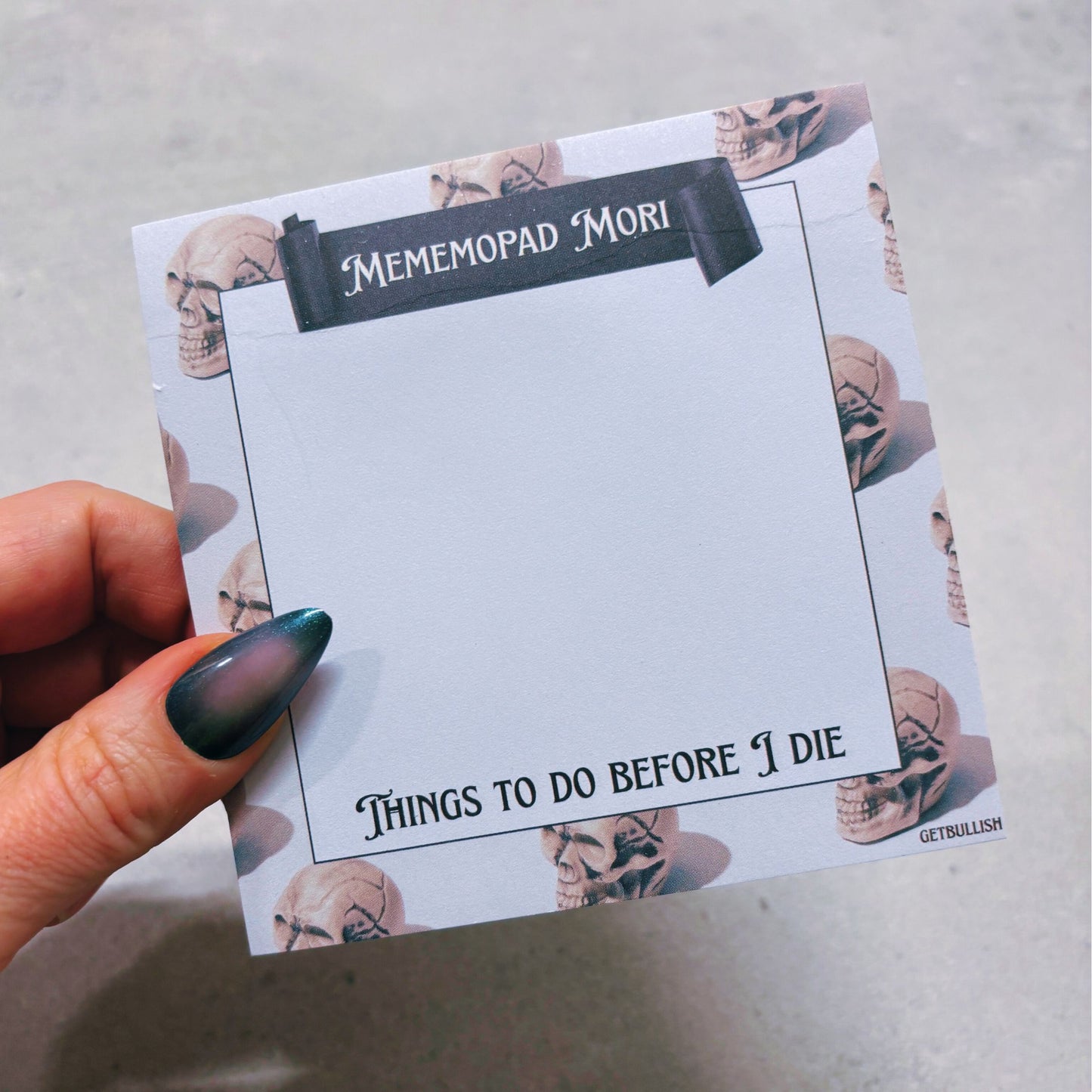 Mememopad Mori Jumbo Sticky Notes | Skull Notepad | 4" x 4" 50 Pages