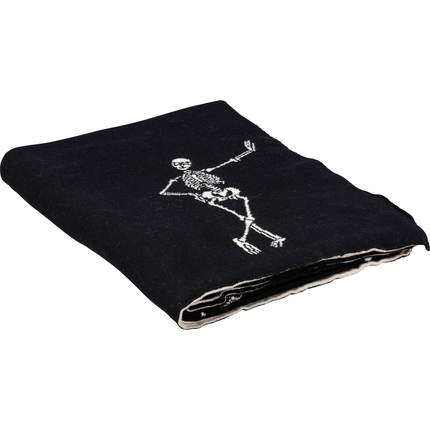 Memento Mori Reversible Skeletons Throw Blanket | Double-Sided Knitted Throw | 50" x 60"