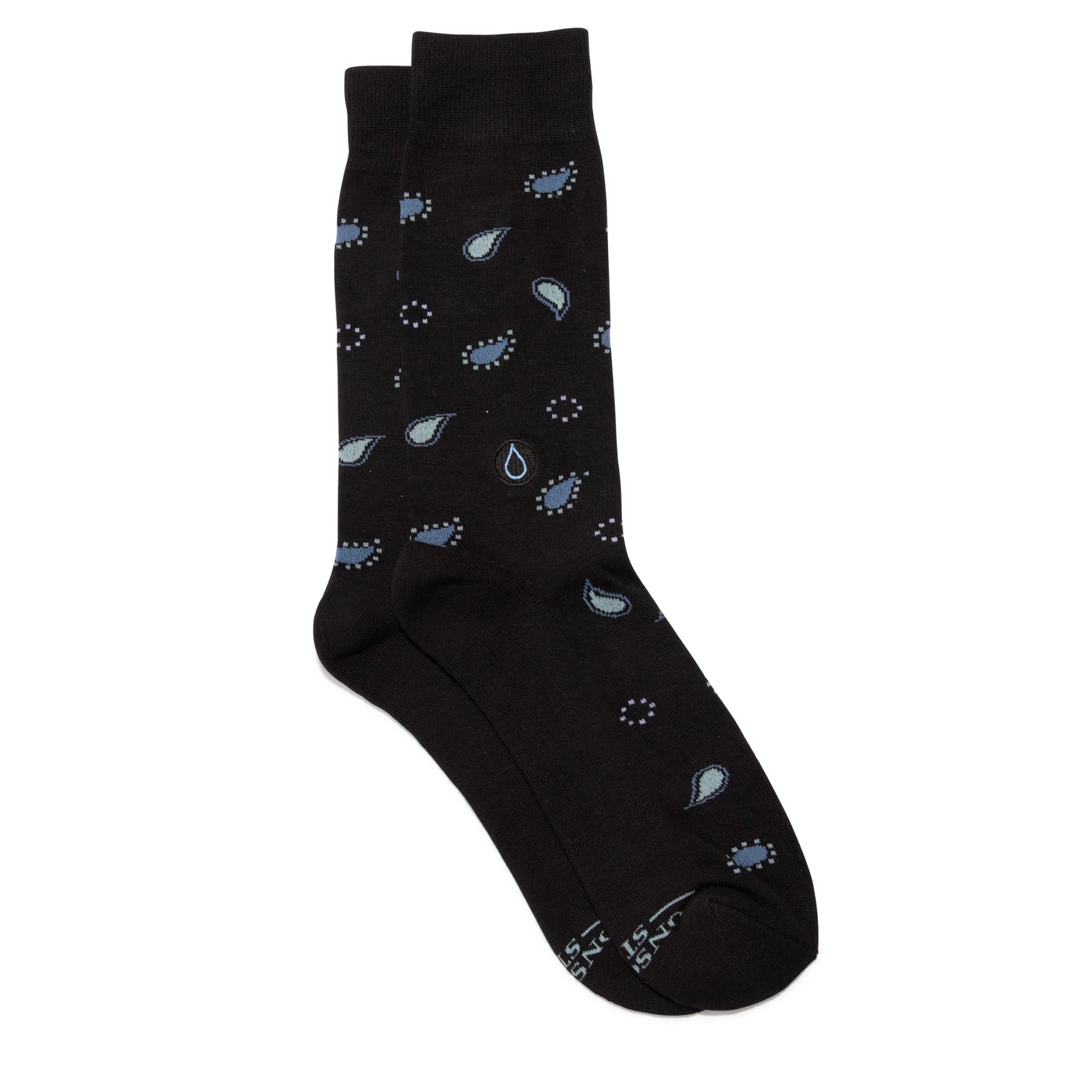 Men's Black Paisley Socks That Give Water | Fair Trade | Fits Men's Sizes 8.5-13