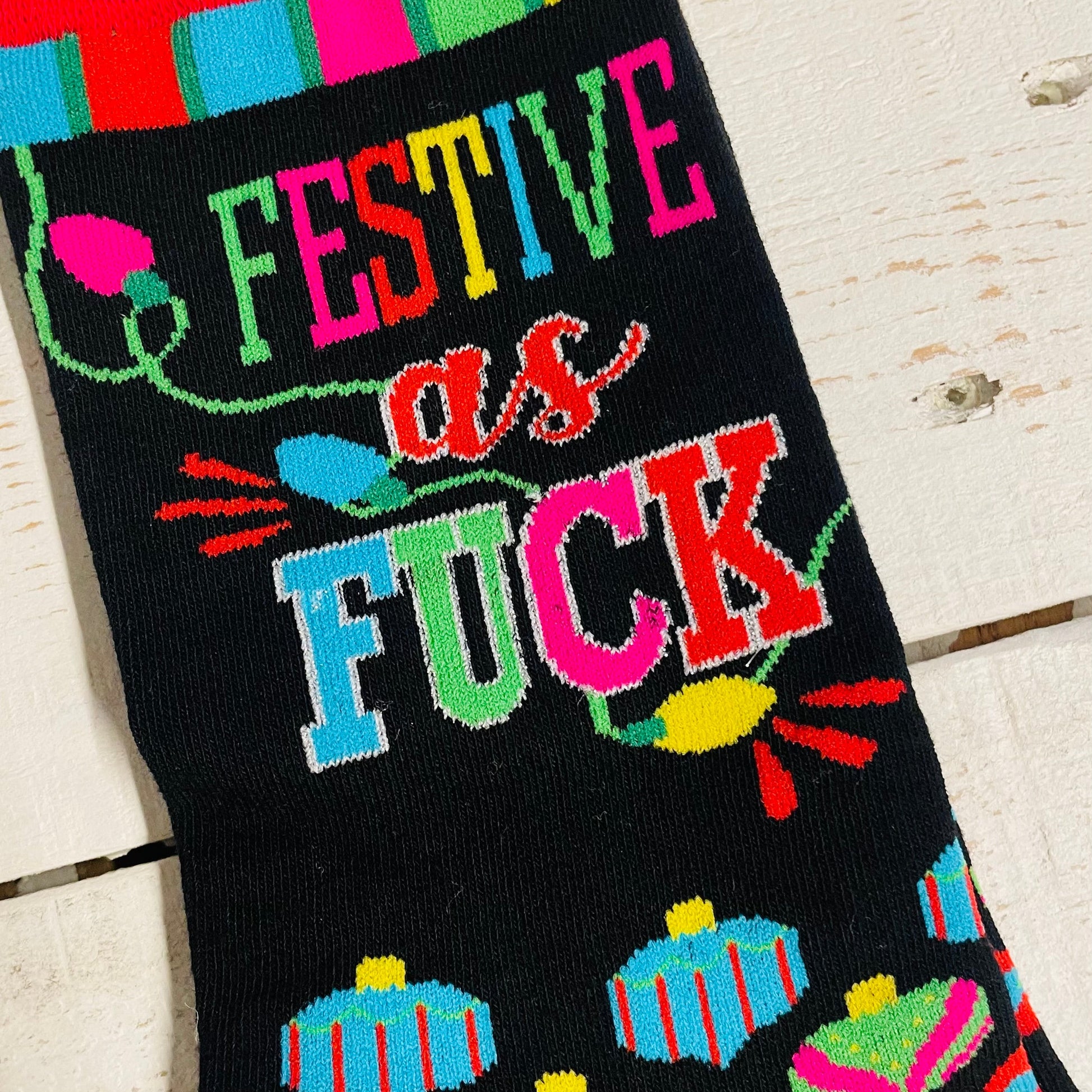 Men's Festive as Fuck Funny Christmas Novelty Crew Socks