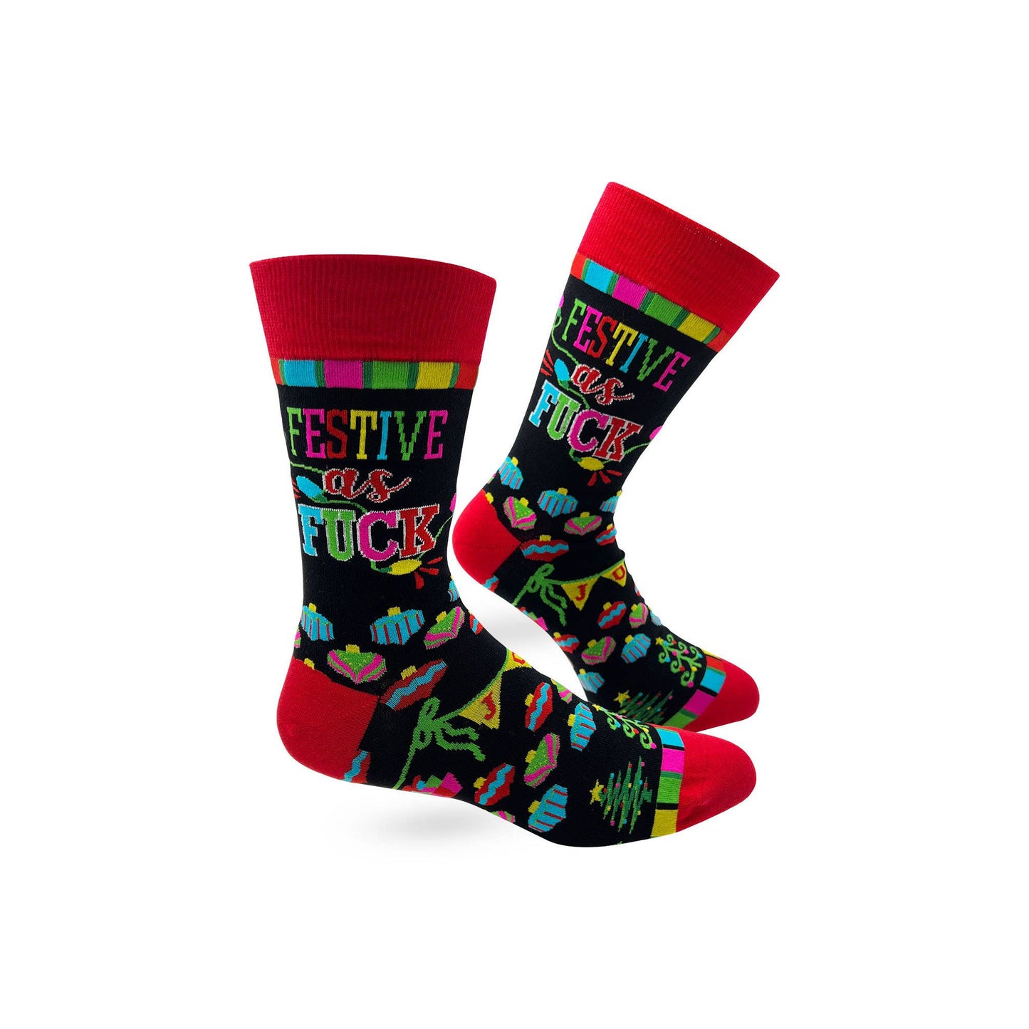 Men's Festive as Fuck Funny Christmas Novelty Crew Socks