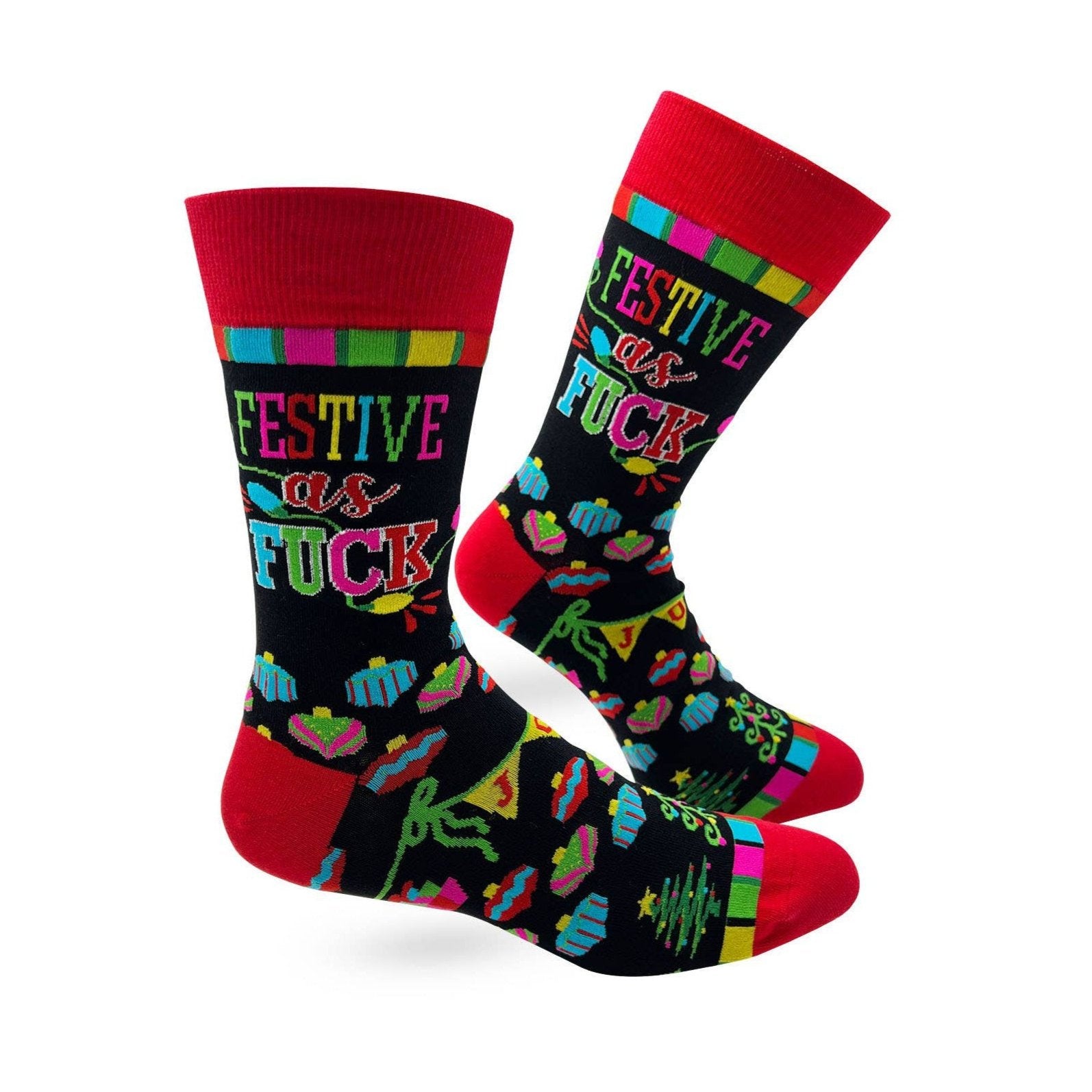 Men's Festive as Fuck Funny Christmas Novelty Crew Socks