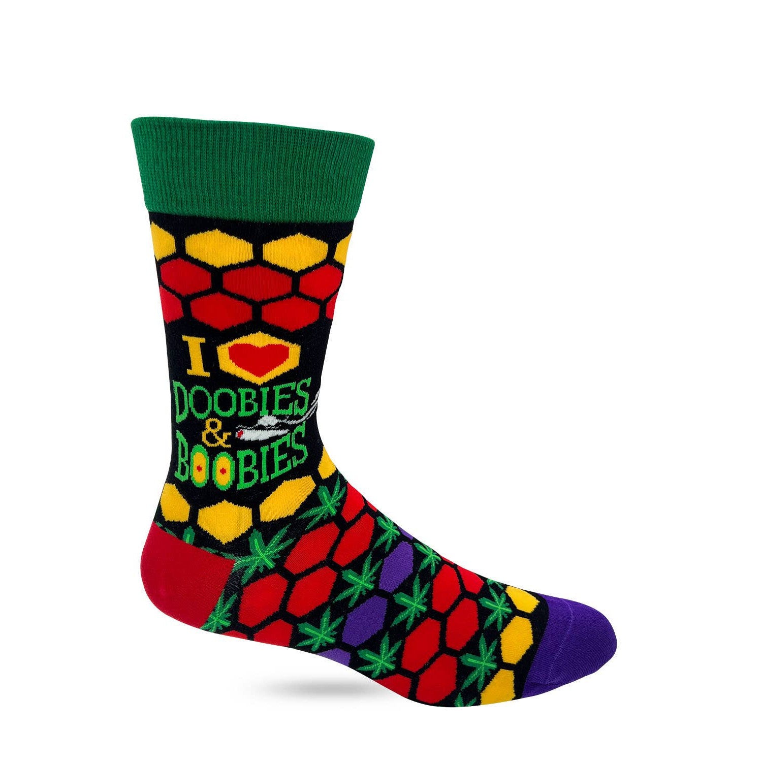 Men's I Heart Doobies & Boobies Novelty Crew Socks