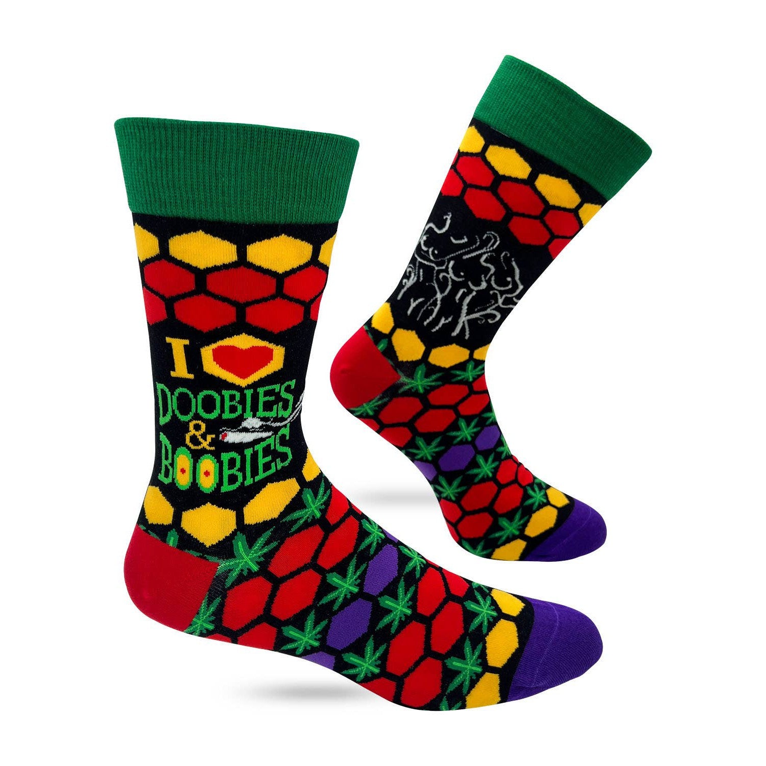 Men's I Heart Doobies & Boobies Novelty Crew Socks