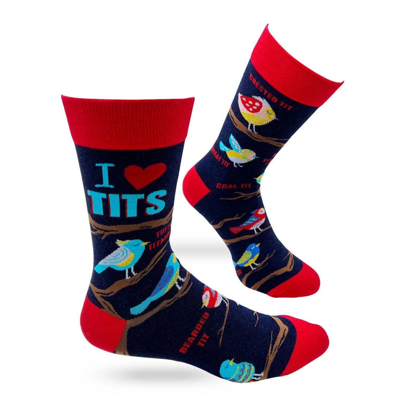 Men's I Heart Tits Novelty Crew Socks