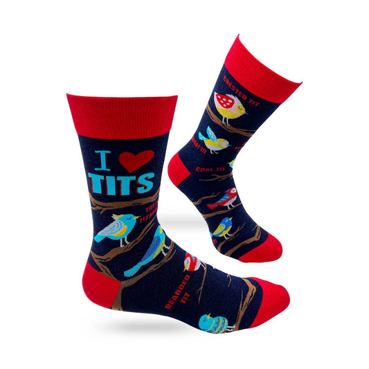 Men's I Heart Tits Novelty Crew Socks