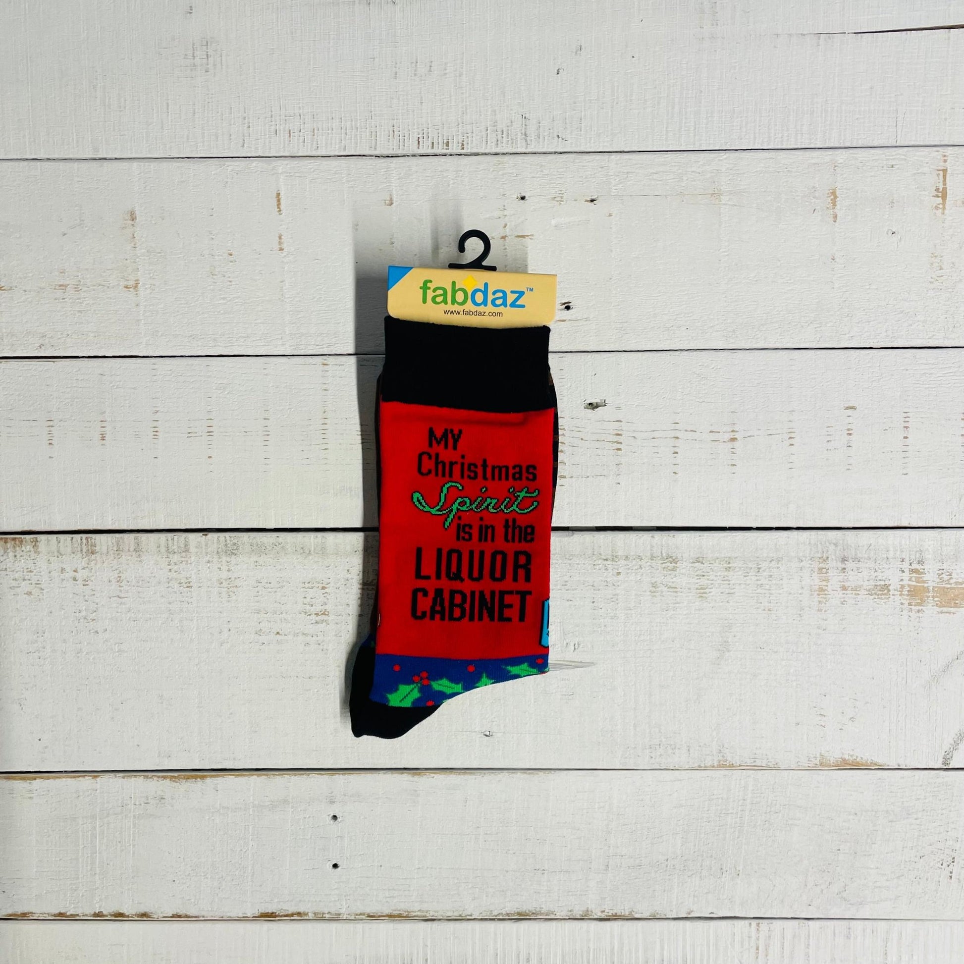 Men's My Christmas Spirit is in the Liquor Cabinet Novelty Crew Socks