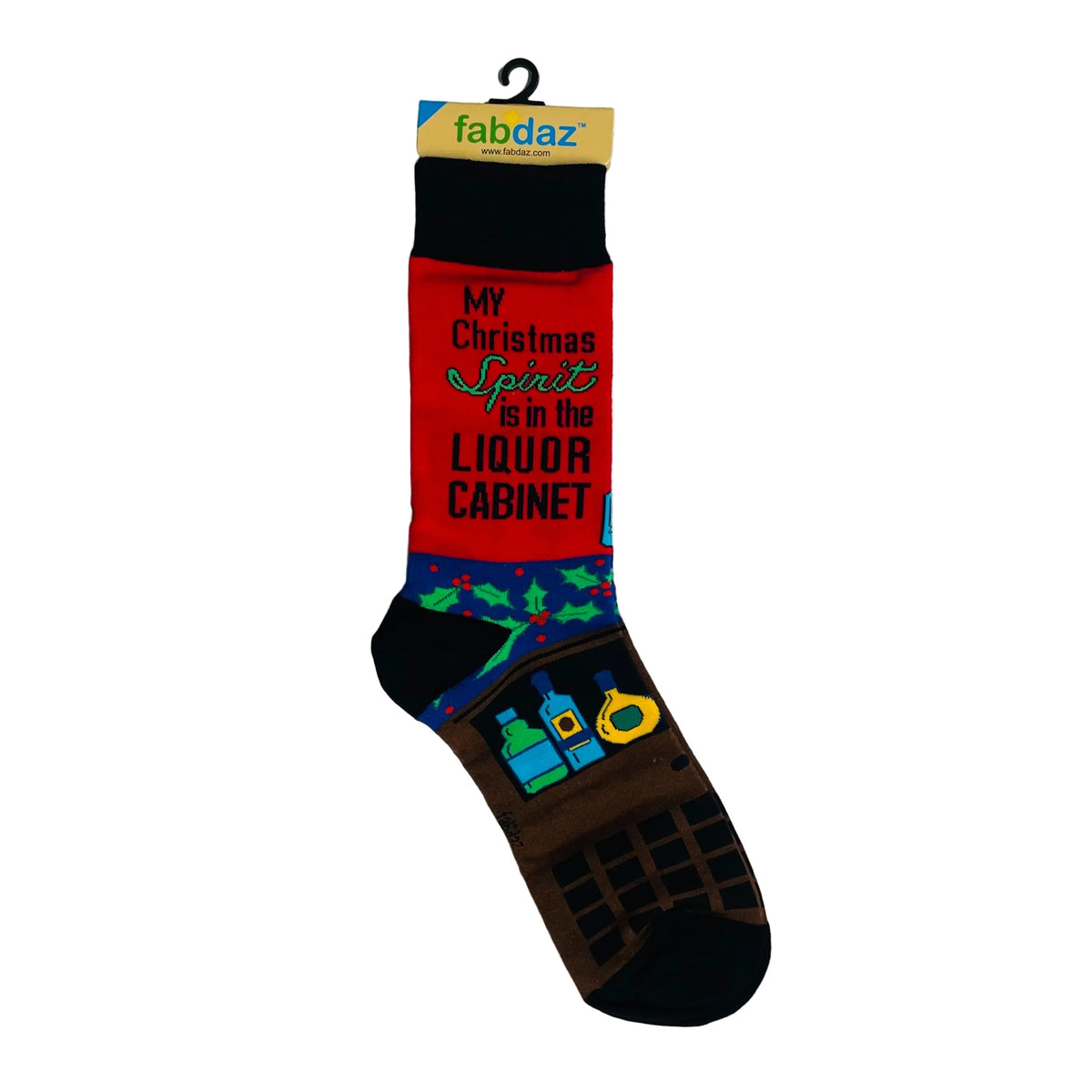Men's My Christmas Spirit is in the Liquor Cabinet Novelty Crew Socks