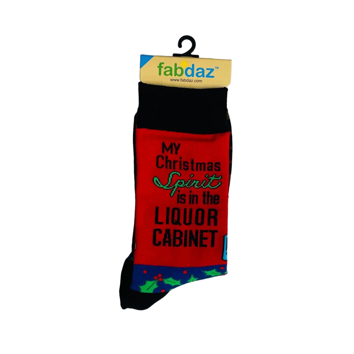 Men's My Christmas Spirit is in the Liquor Cabinet Novelty Crew Socks