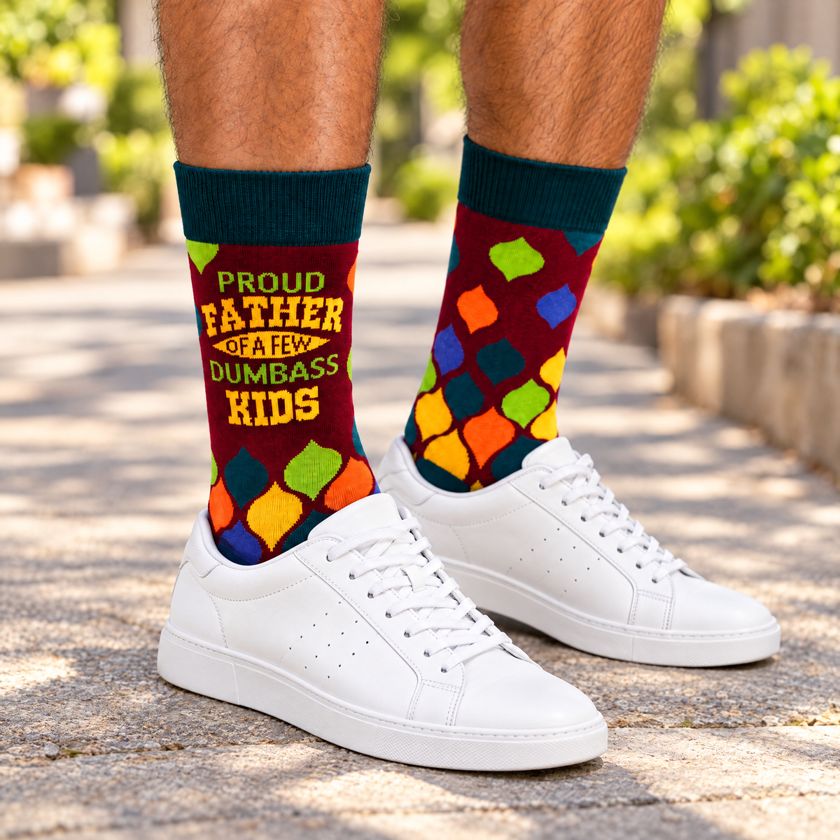 Men's Proud Father of a Few Dumbass Kids Crew Socks-Fabdaz-The Bullish Store
