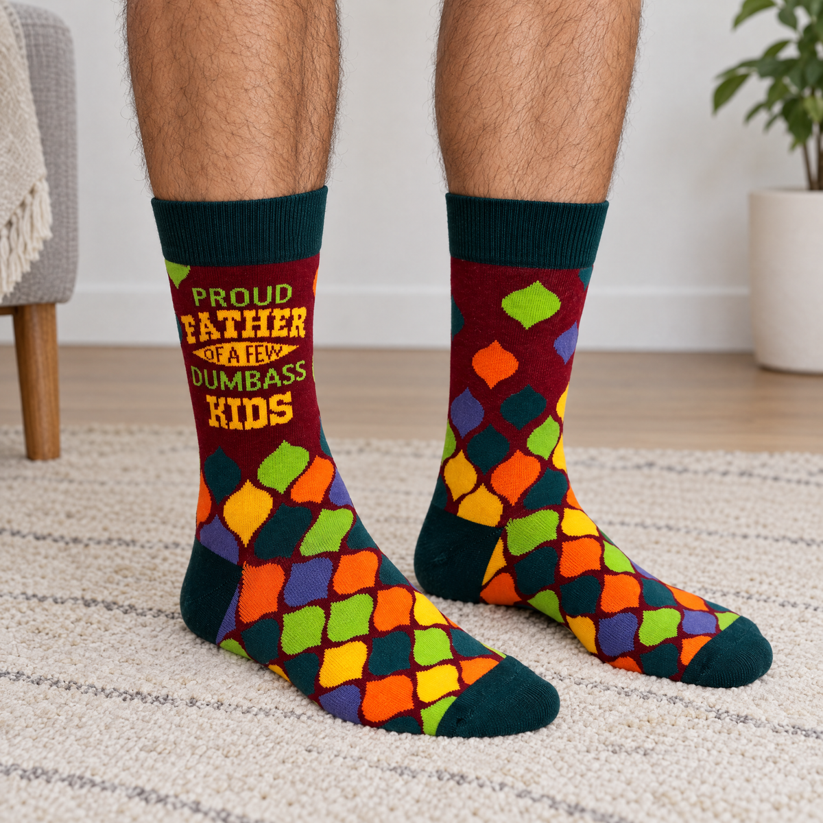Men's Proud Father of a Few Dumbass Kids Crew Socks-Fabdaz-The Bullish Store
