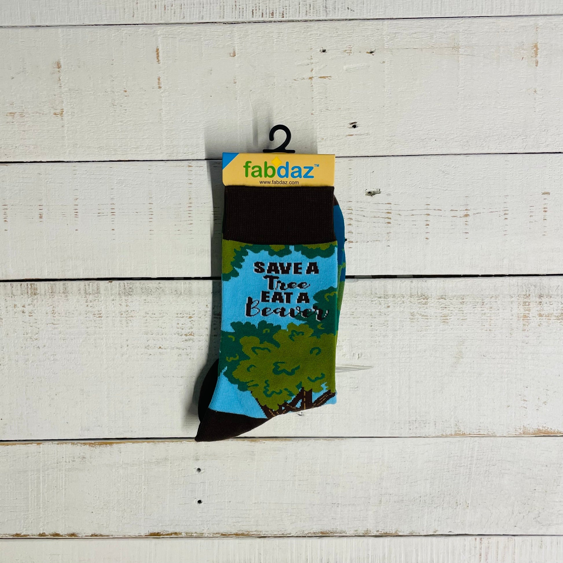 Men's Save The Tree Eat A Beaver Novelty Crew Socks