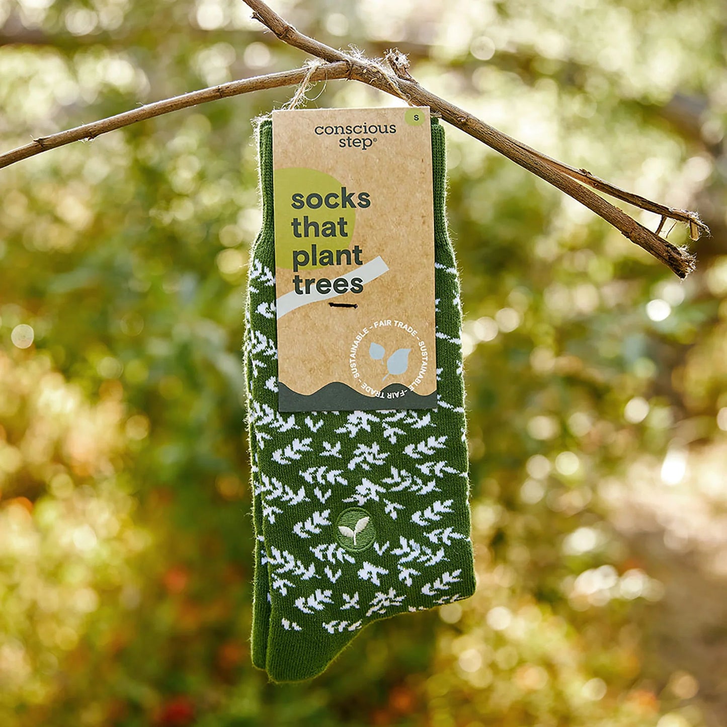 Men's Socks That Plant Trees - Green Branches | Fair Trade | Fits Men's Sizes 8.5-13