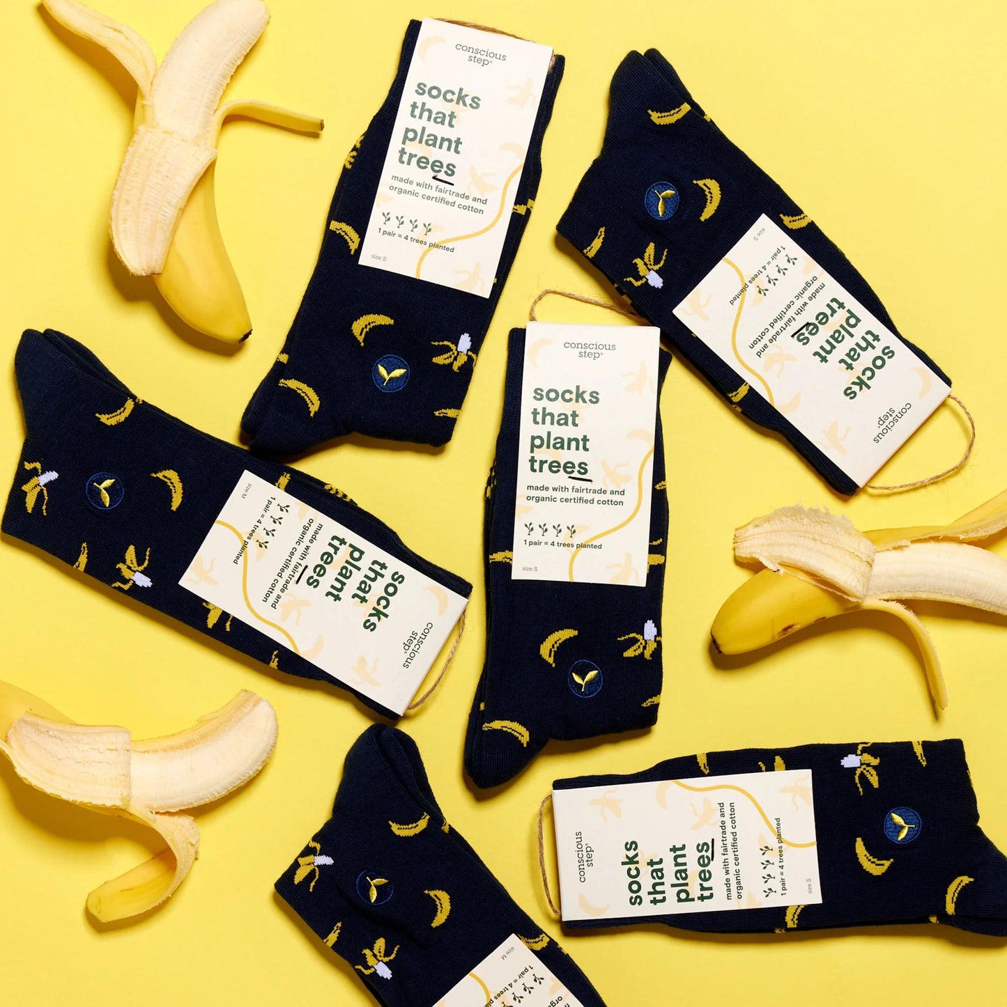Men's Socks That Plant Trees - Navy Bananas | Fair Trade | Fits Men's Sizes 8.5-13