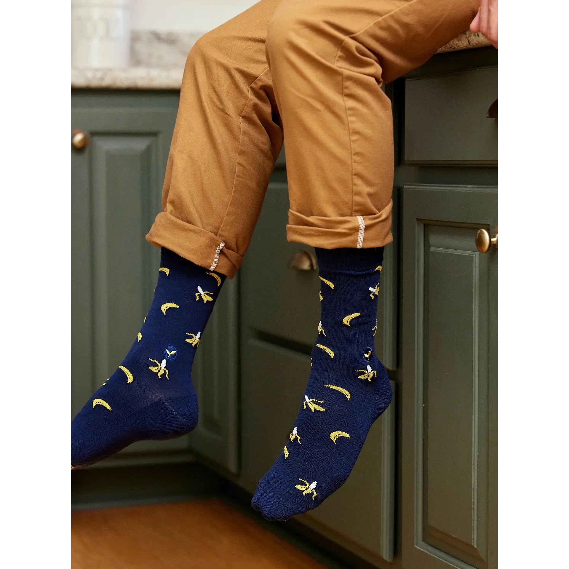 Men's Socks That Plant Trees - Navy Bananas | Fair Trade | Fits Men's Sizes 8.5-13