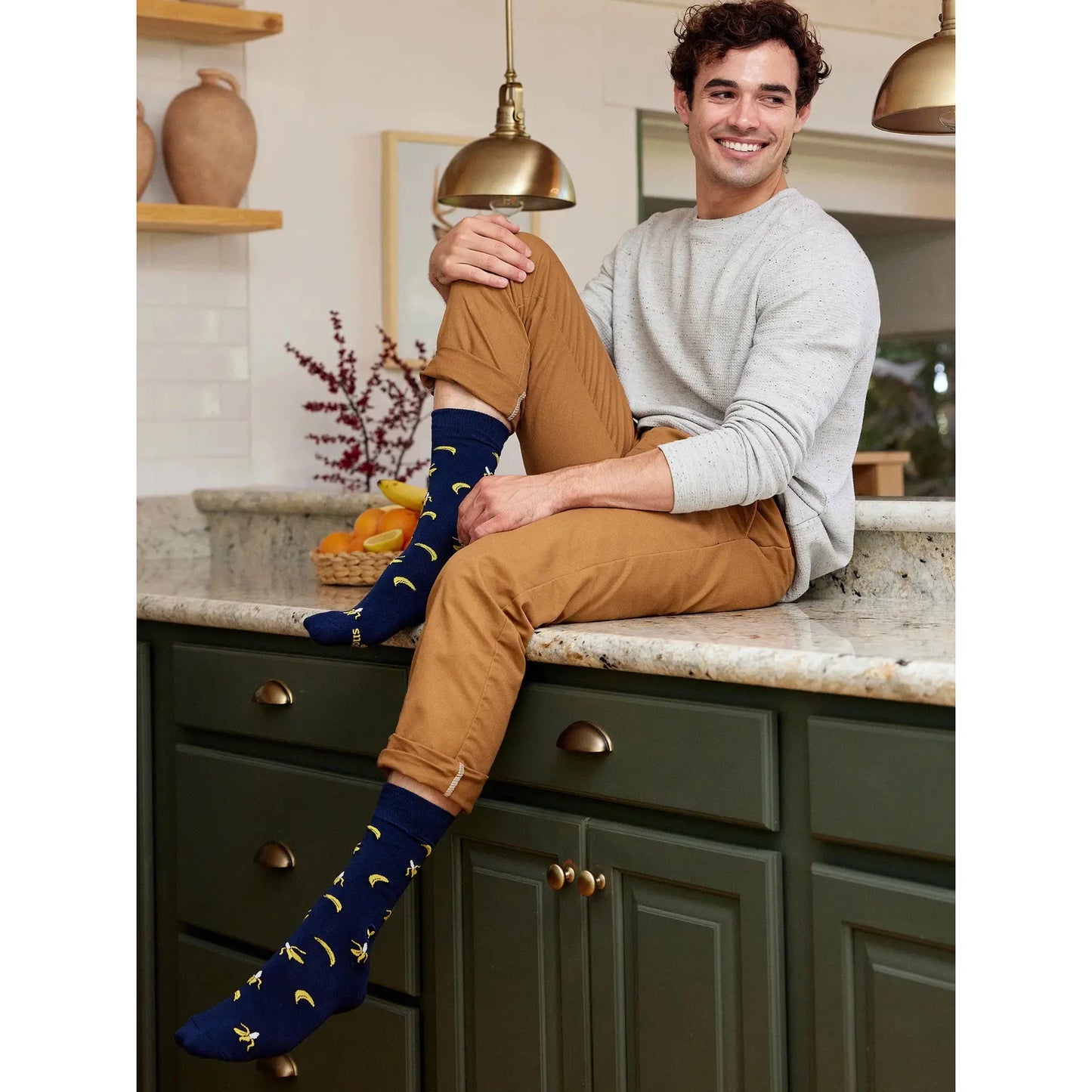 Men's Socks That Plant Trees - Navy Bananas | Fair Trade | Fits Men's Sizes 8.5-13