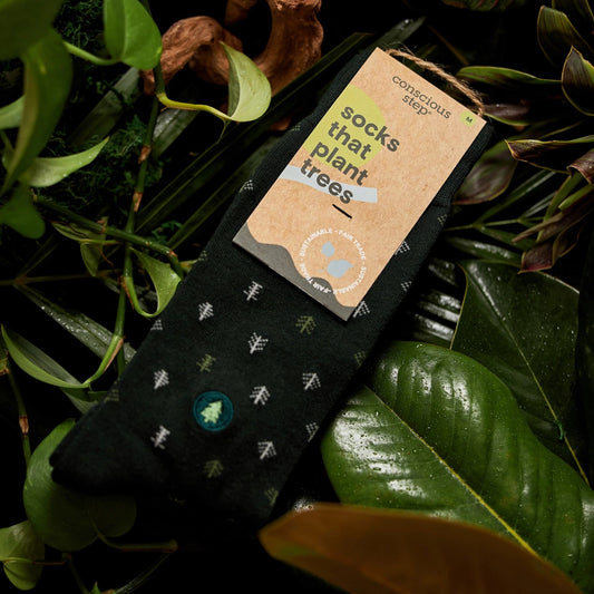 Men's Socks That Plant Trees in Tiny Tree Motif | Fair Trade | Fits Men's Sizes 8.5-13