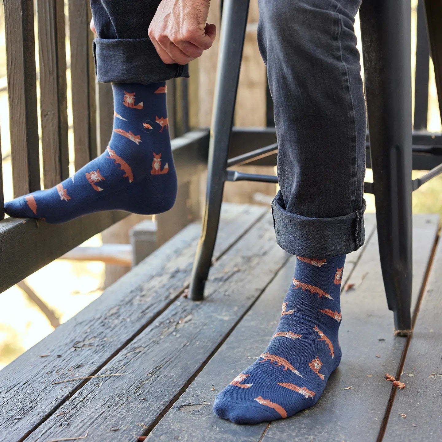 Men's Socks That Protect Foxes | Fair Trade | Fits Men's Sizes 8.5-13