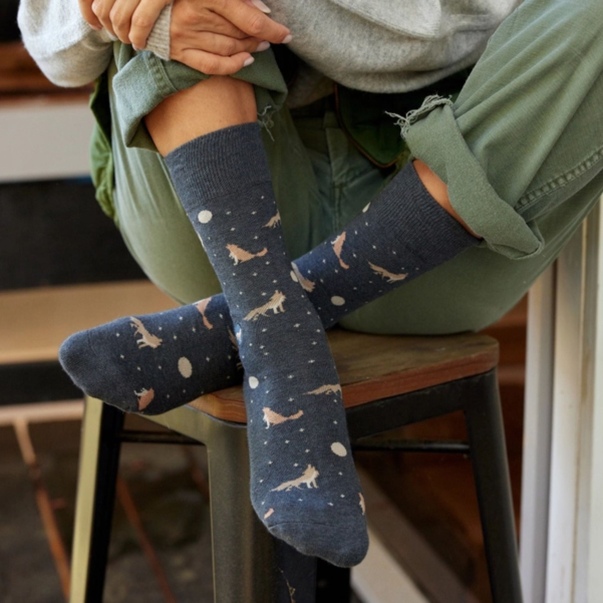 Men's Socks That Protect Wolves | Fair Trade | Fits Men's Sizes 8.5-13