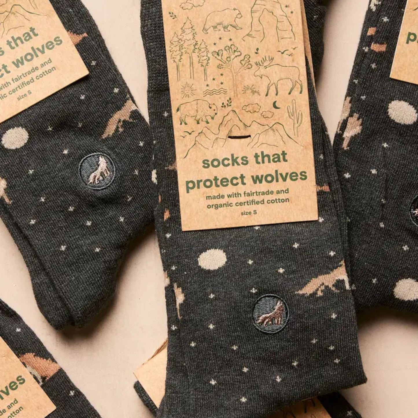 Men's Socks That Protect Wolves | Fair Trade | Fits Men's Sizes 8.5-13