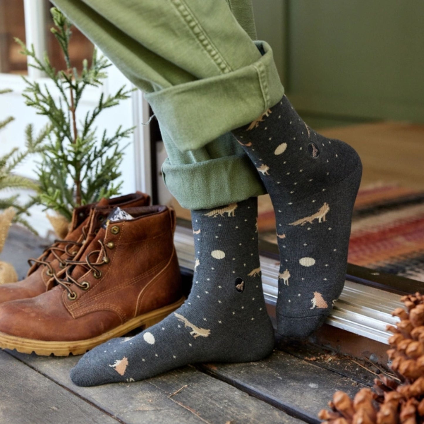 Men's Socks That Protect Wolves | Fair Trade | Fits Men's Sizes 8.5-13