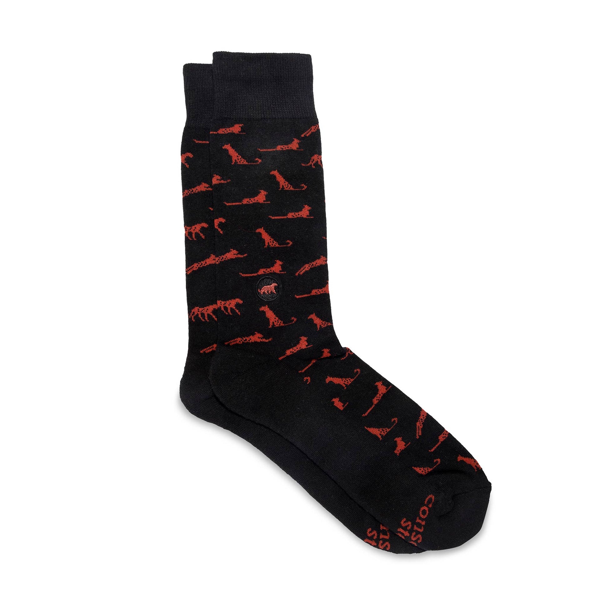 Men's Socks that Protect Cheetahs (Black Cheetahs) | Fair Trade | Fits Men's Sizes 8.5-13