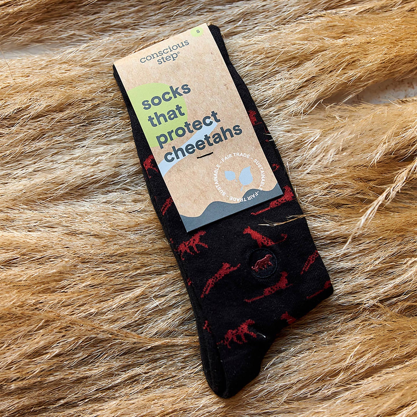 Men's Socks that Protect Cheetahs (Black Cheetahs) | Fair Trade | Fits Men's Sizes 8.5-13