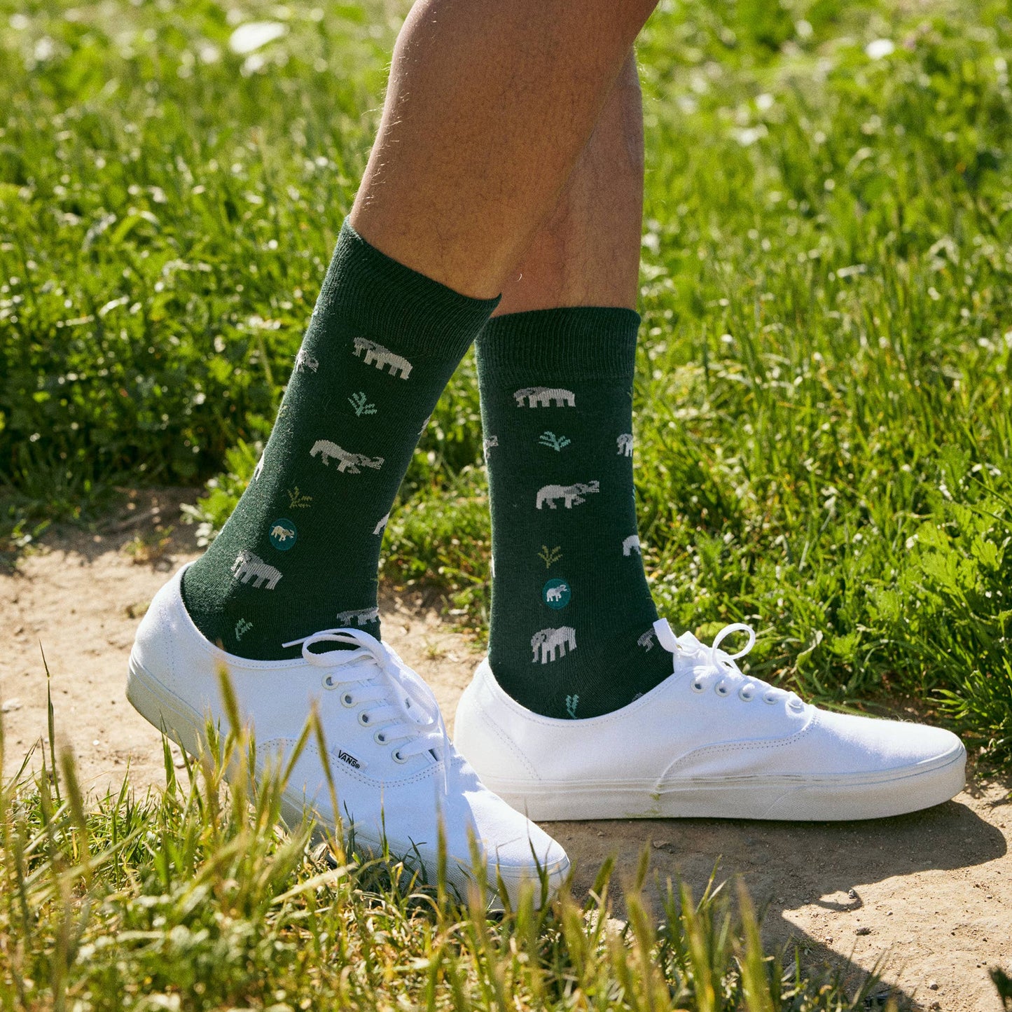 Men's Socks that Protect Elephants (Dark Green) | Fair Trade | Fits Men's Sizes 8.5-13-Conscious Step-The Bullish Store