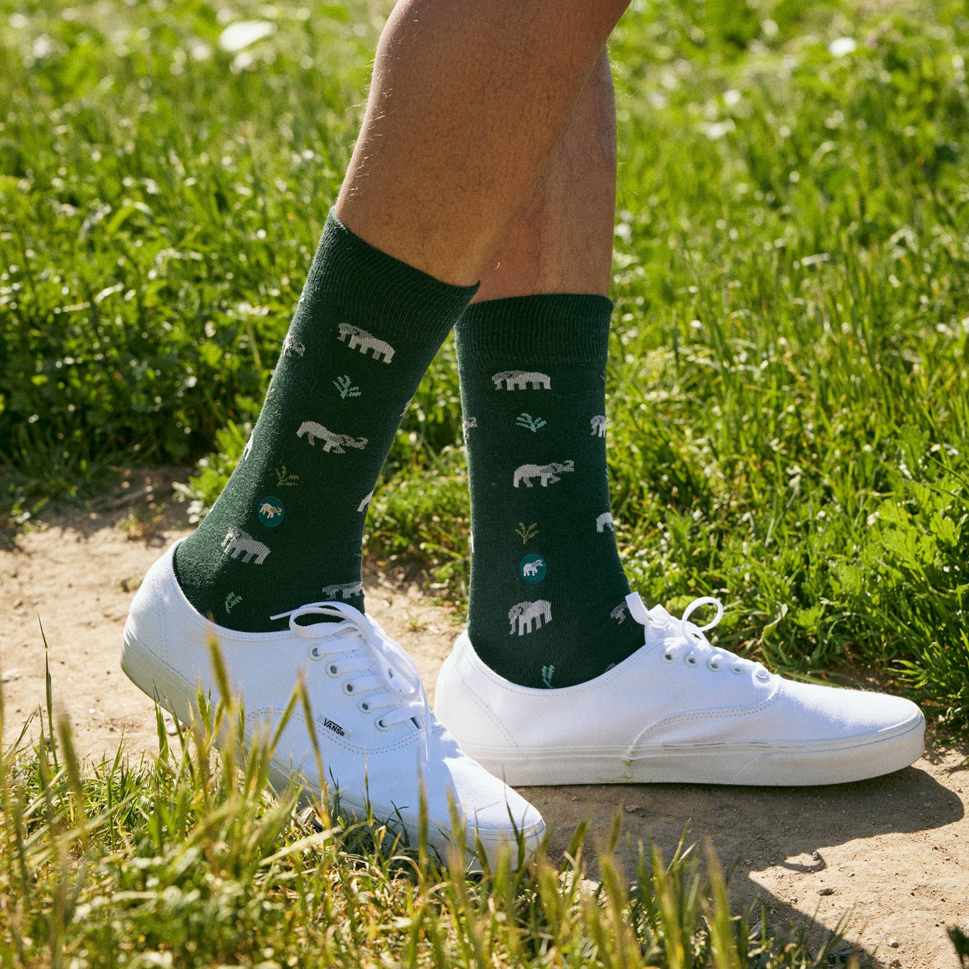 Men's Socks that Protect Elephants (Dark Green) | Fair Trade | Fits Men's Sizes 8.5-13-Conscious Step-The Bullish Store