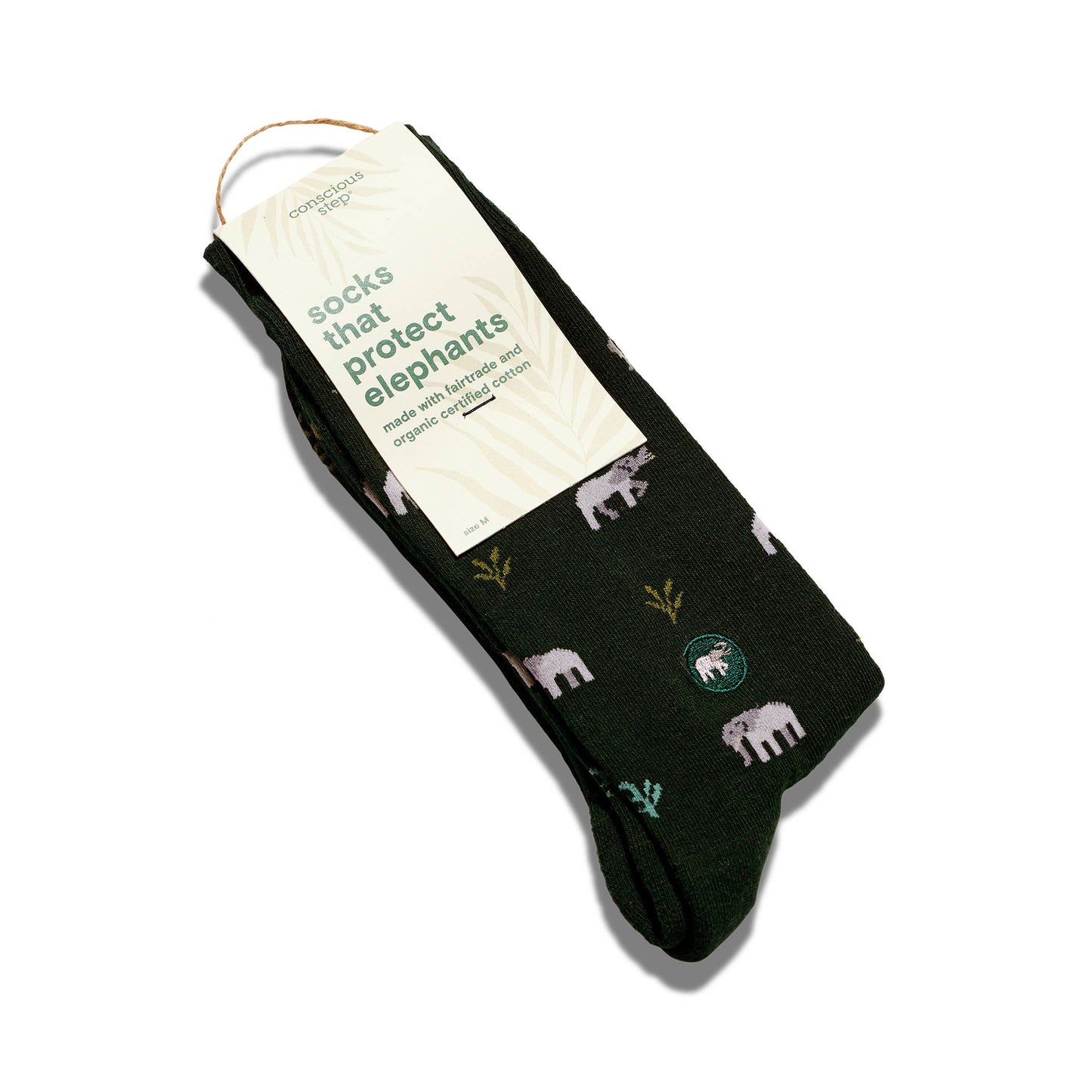 Men's Socks that Protect Elephants (Dark Green) | Fair Trade | Fits Men's Sizes 8.5-13-Conscious Step-The Bullish Store