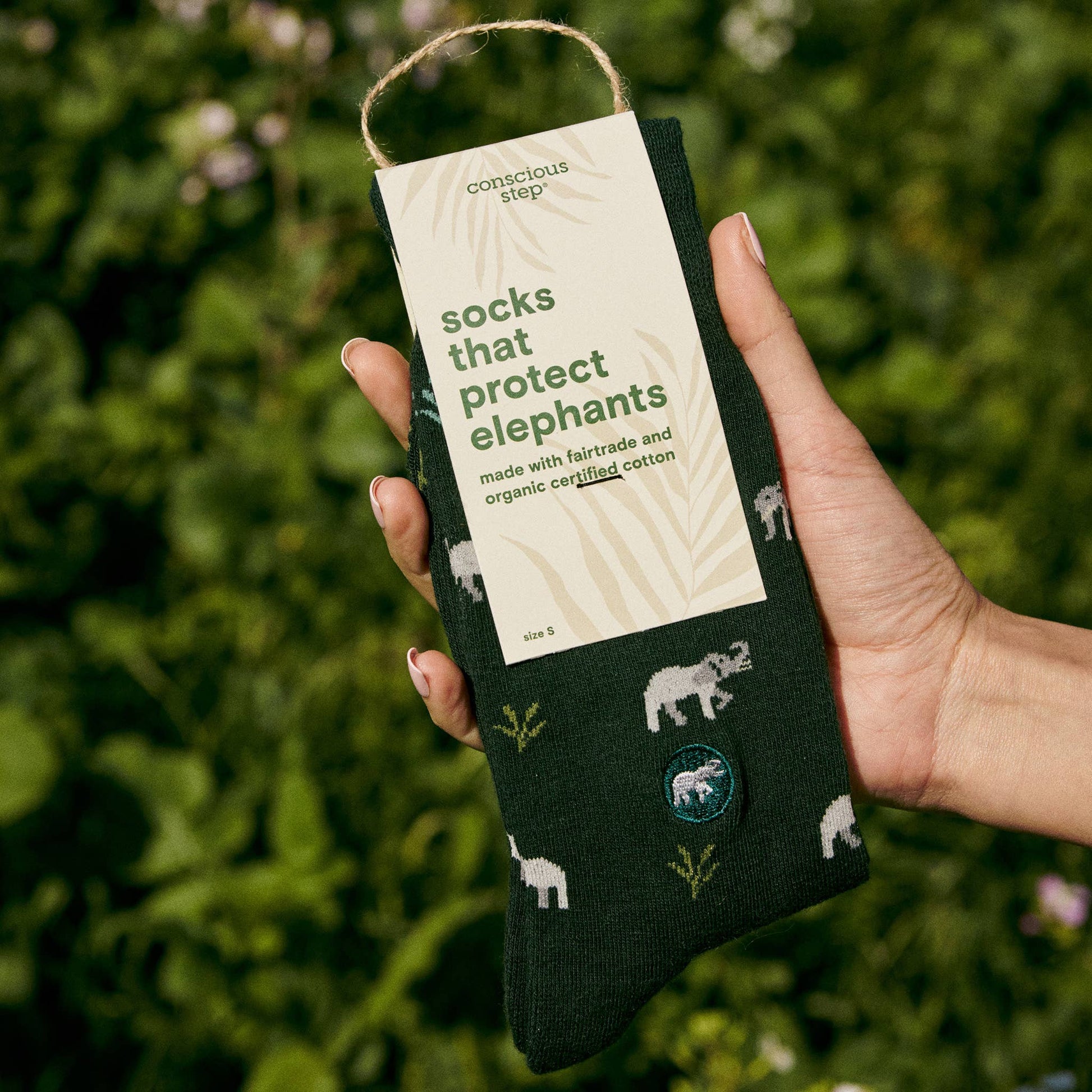 Men's Socks that Protect Elephants (Dark Green) | Fair Trade | Fits Men's Sizes 8.5-13-Conscious Step-The Bullish Store