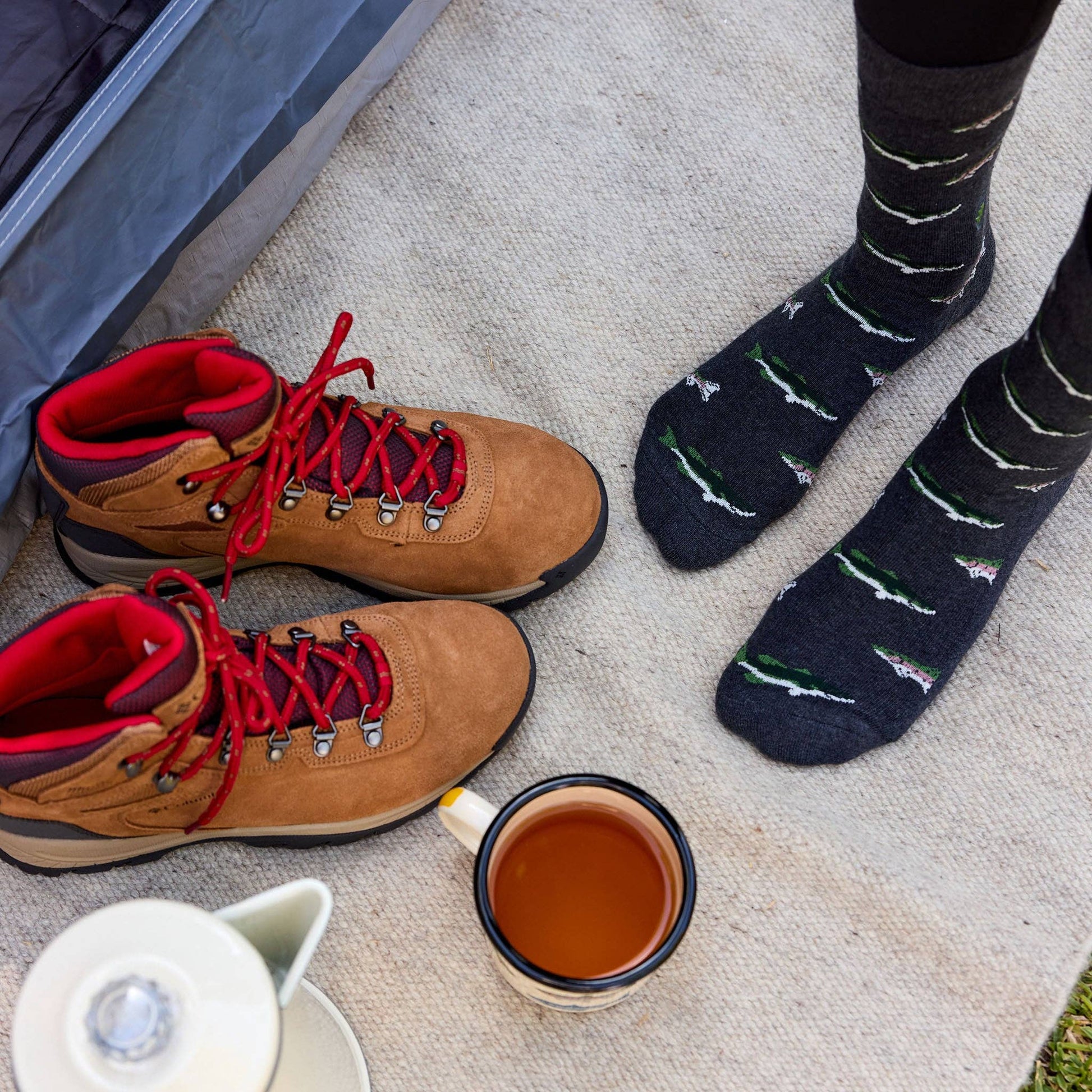 Men's Socks that Protect National Parks (Gray Fish) | Fair Trade | Fits Men's Sizes 8.5-13