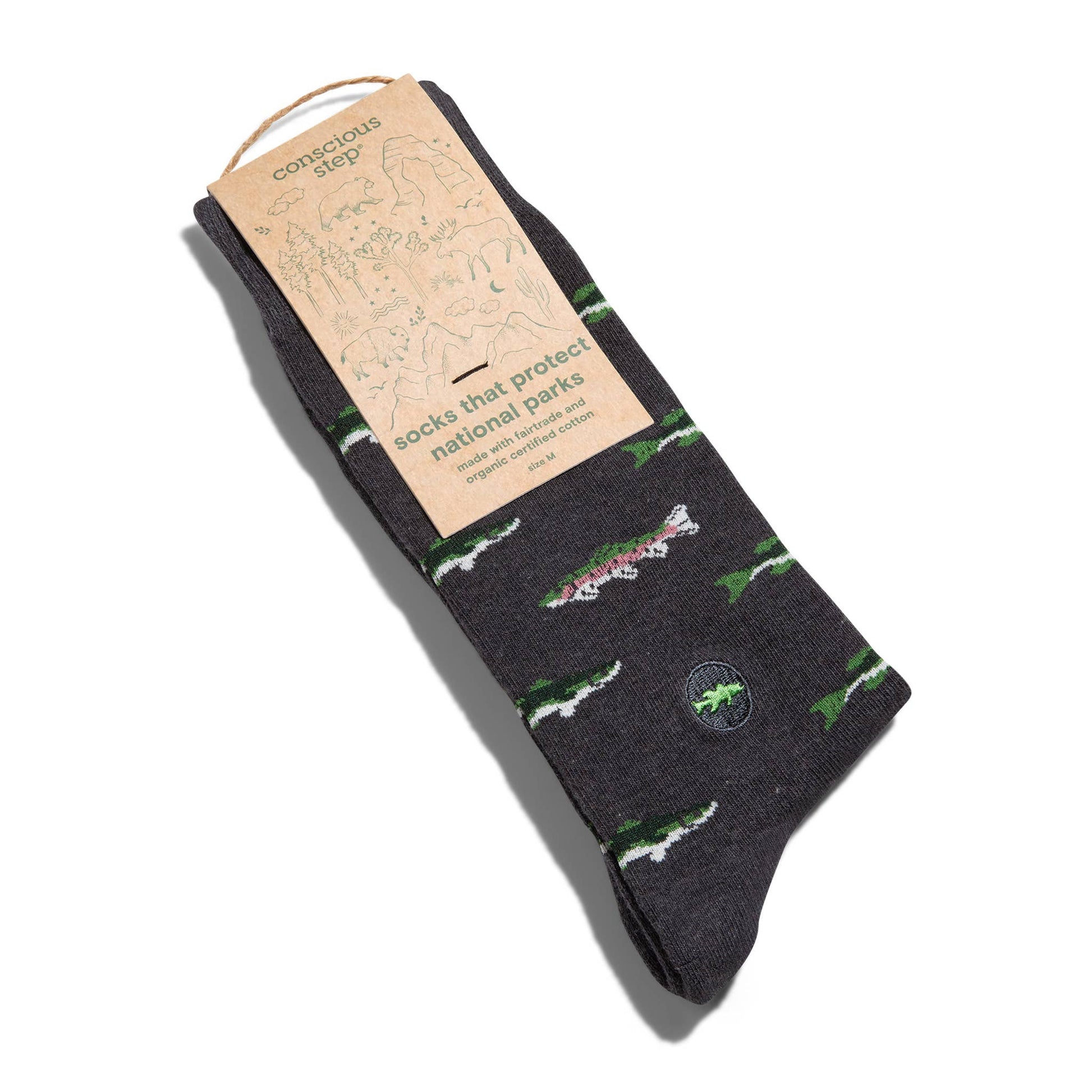 Men's Socks that Protect National Parks (Gray Fish) | Fair Trade | Fits Men's Sizes 8.5-13