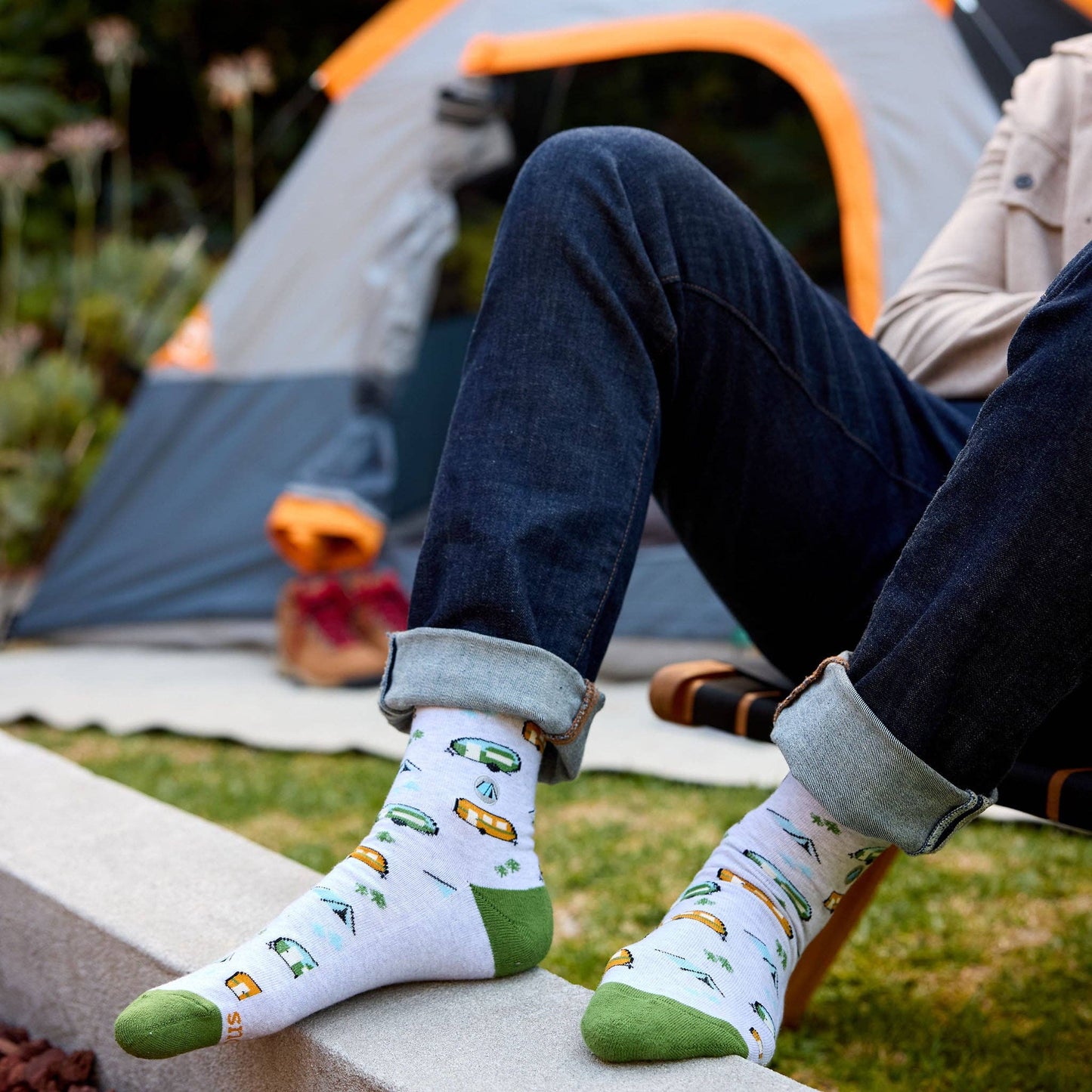 Men's Socks that Protect National Parks (Green Campers) | Fair Trade | Fits Men's Sizes 8.5-13
