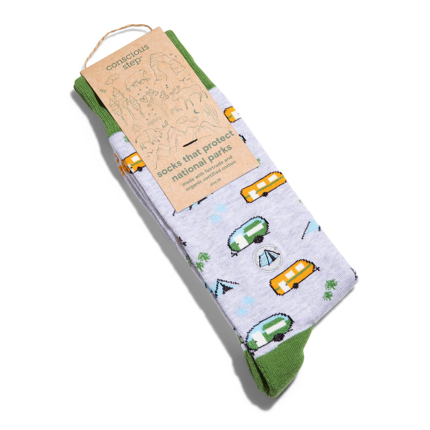 Men's Socks that Protect National Parks (Green Campers) | Fair Trade | Fits Men's Sizes 8.5-13