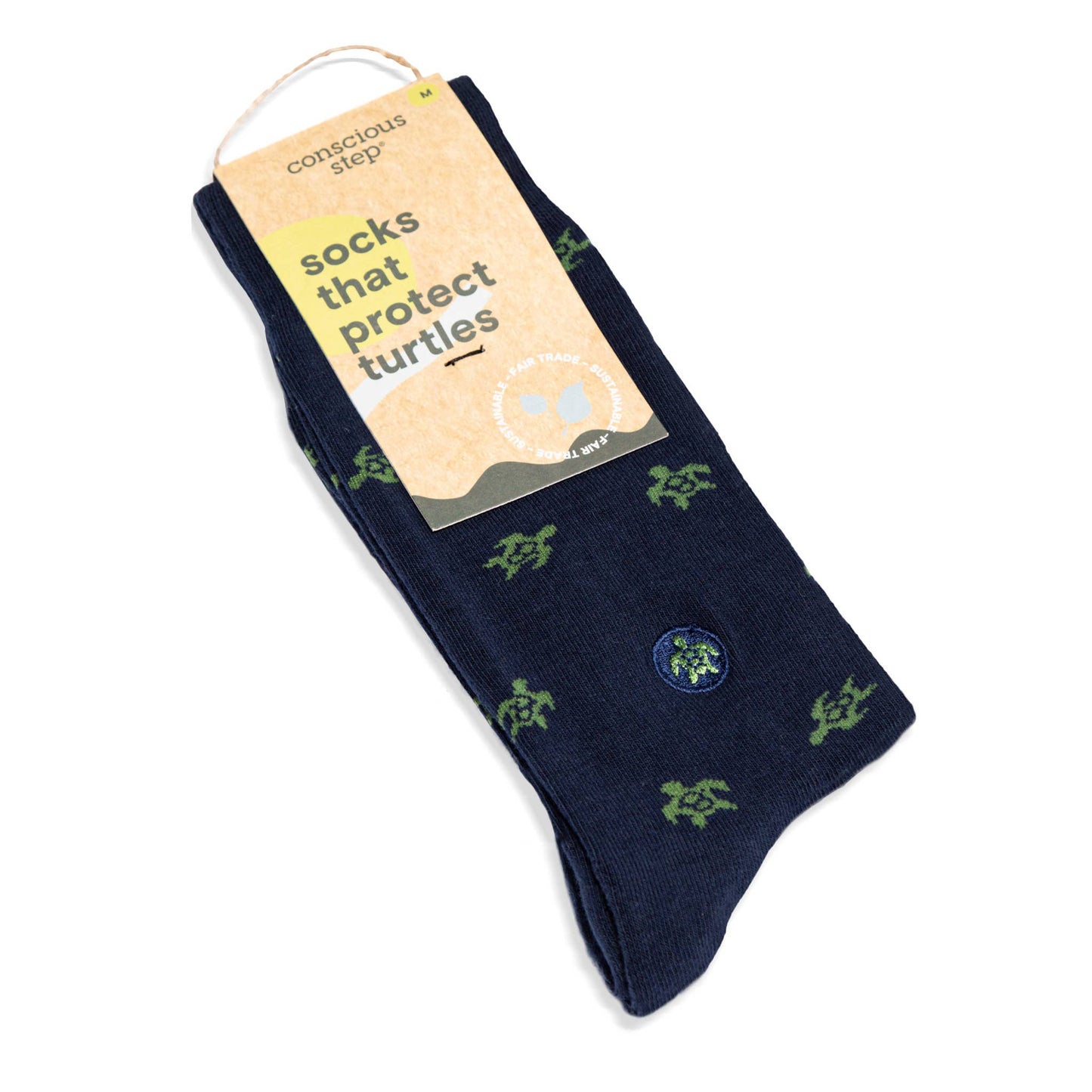 Men's Socks that Protect Turtles in Navy | Fair Trade | Fits Men's Sizes 8.5-13