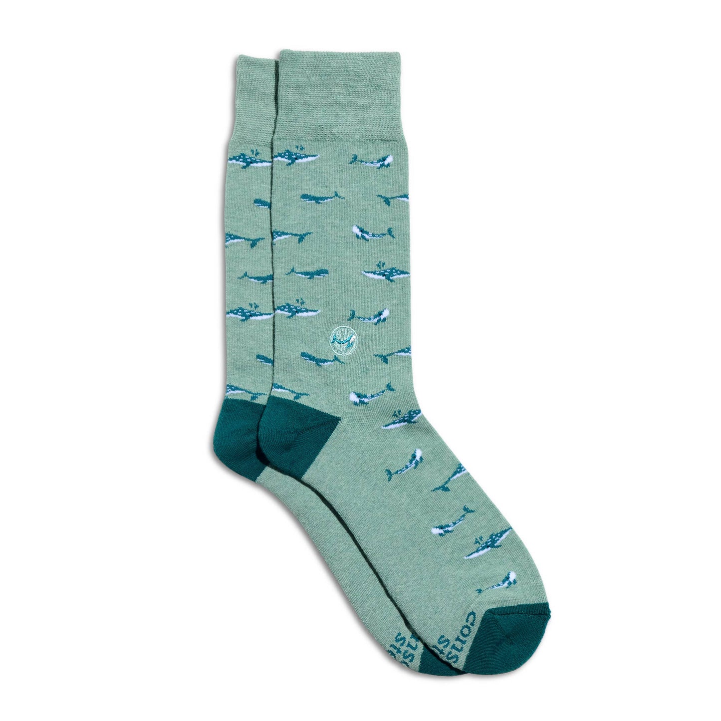 Men's Socks that Protect Whales (Sea Green) | Fair Trade | Fits Men's Sizes 8.5-13-Conscious Step-The Bullish Store