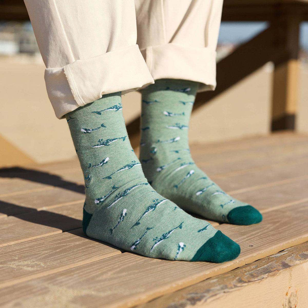 Men's Socks that Protect Whales (Sea Green) | Fair Trade | Fits Men's Sizes 8.5-13-Conscious Step-The Bullish Store