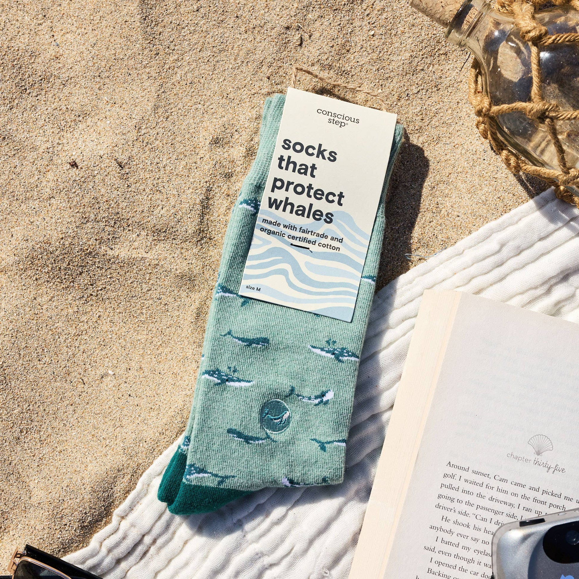 Men's Socks that Protect Whales (Sea Green) | Fair Trade | Fits Men's Sizes 8.5-13-Conscious Step-The Bullish Store