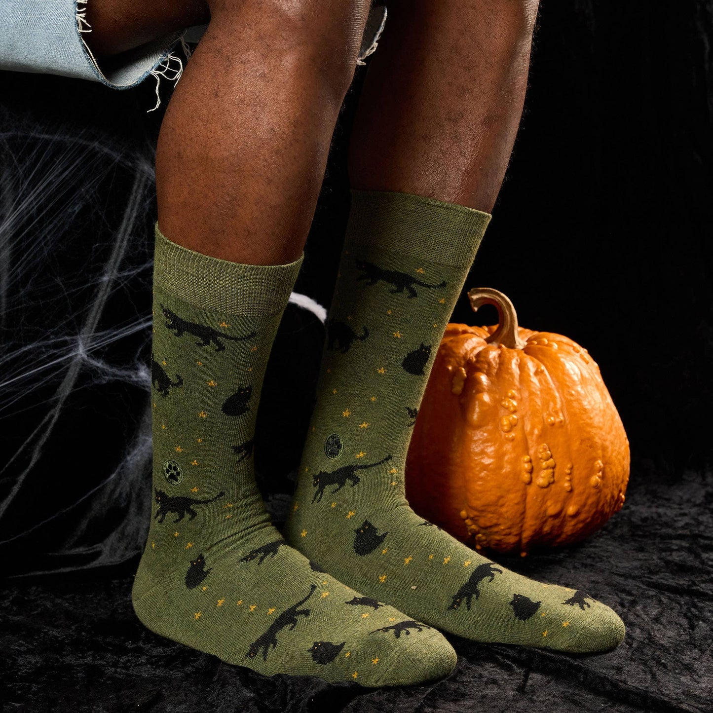 Men's Socks that Save Cats (Green Cats) | Fair Trade | Fits Men's Sizes 8.5-13-Conscious Step-The Bullish Store