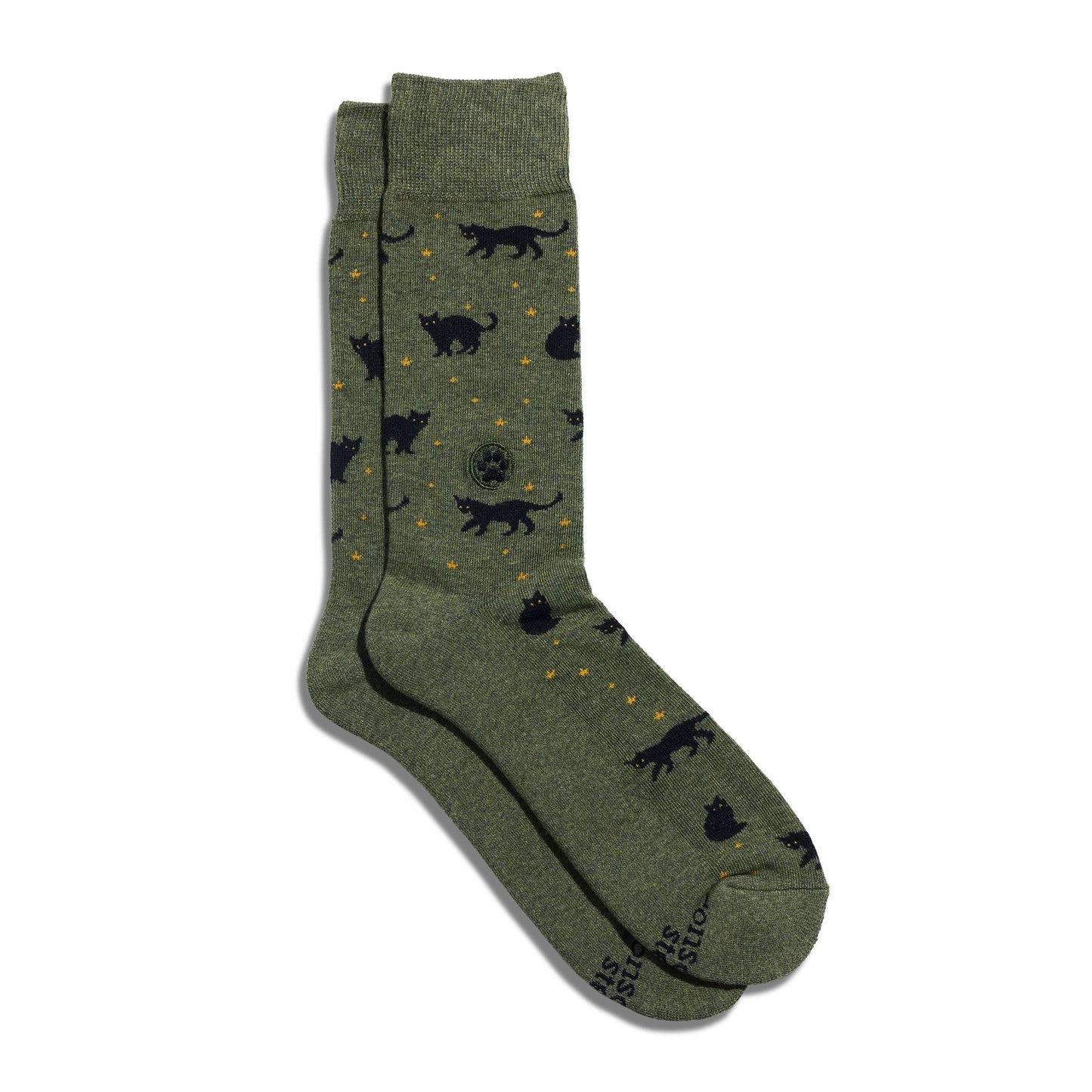 Men's Socks that Save Cats (Green Cats) | Fair Trade | Fits Men's Sizes 8.5-13-Conscious Step-The Bullish Store