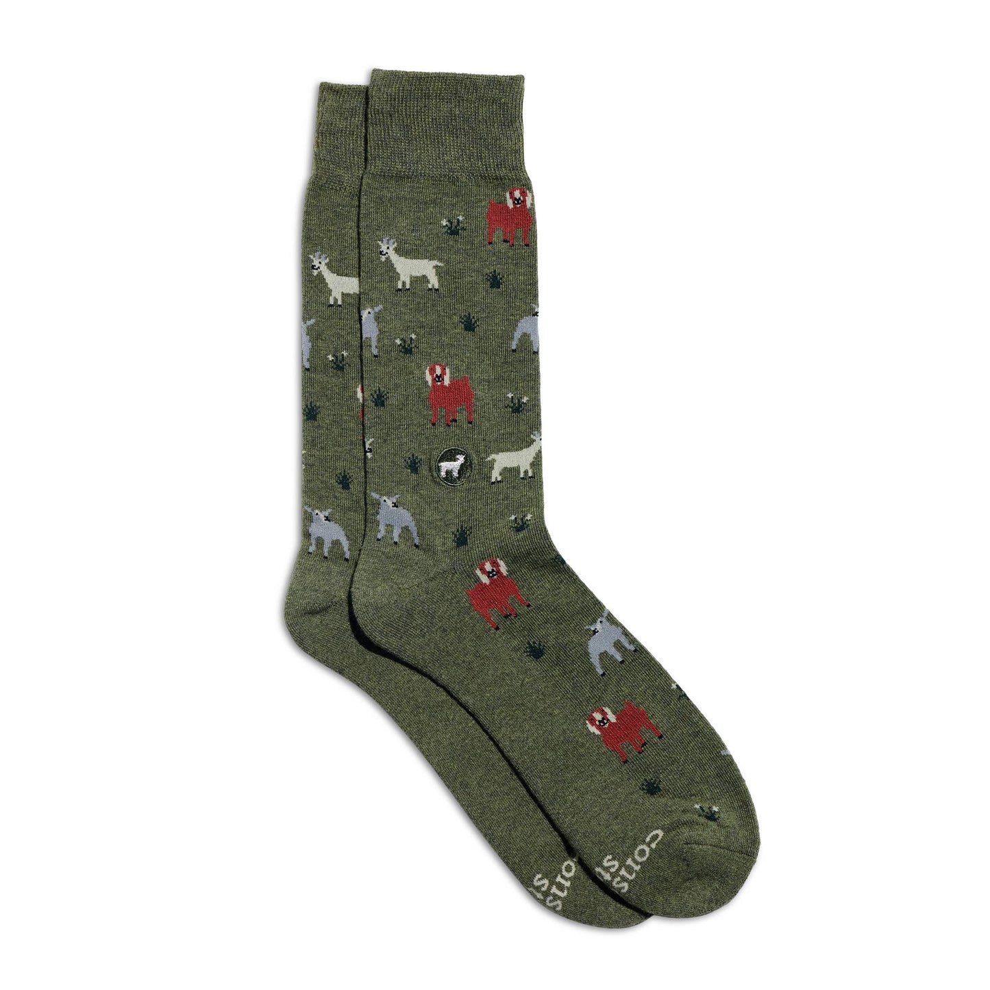 Men's Socks that Save Goats (Olive Green) | Fair Trade | Fits Men's Sizes 8.5-13-Conscious Step-The Bullish Store