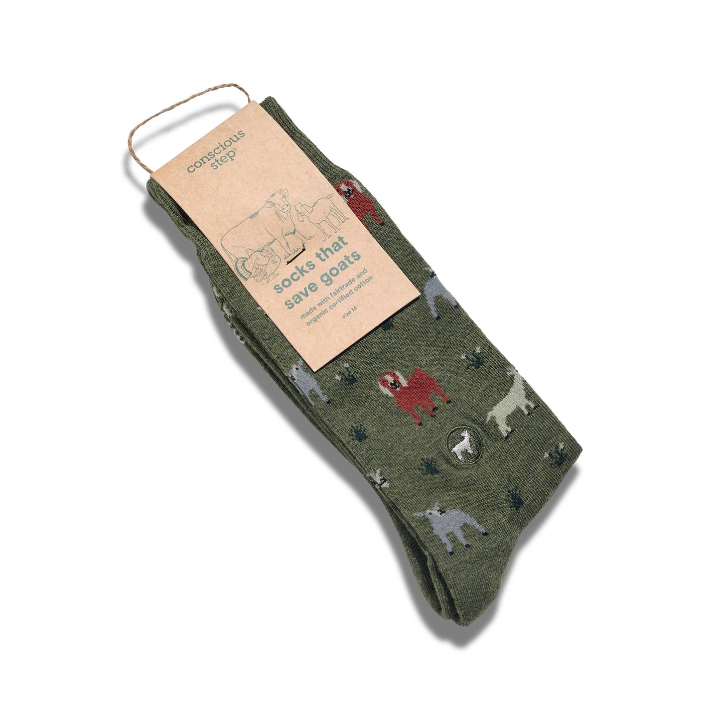 Men's Socks that Save Goats (Olive Green) | Fair Trade | Fits Men's Sizes 8.5-13-Conscious Step-The Bullish Store